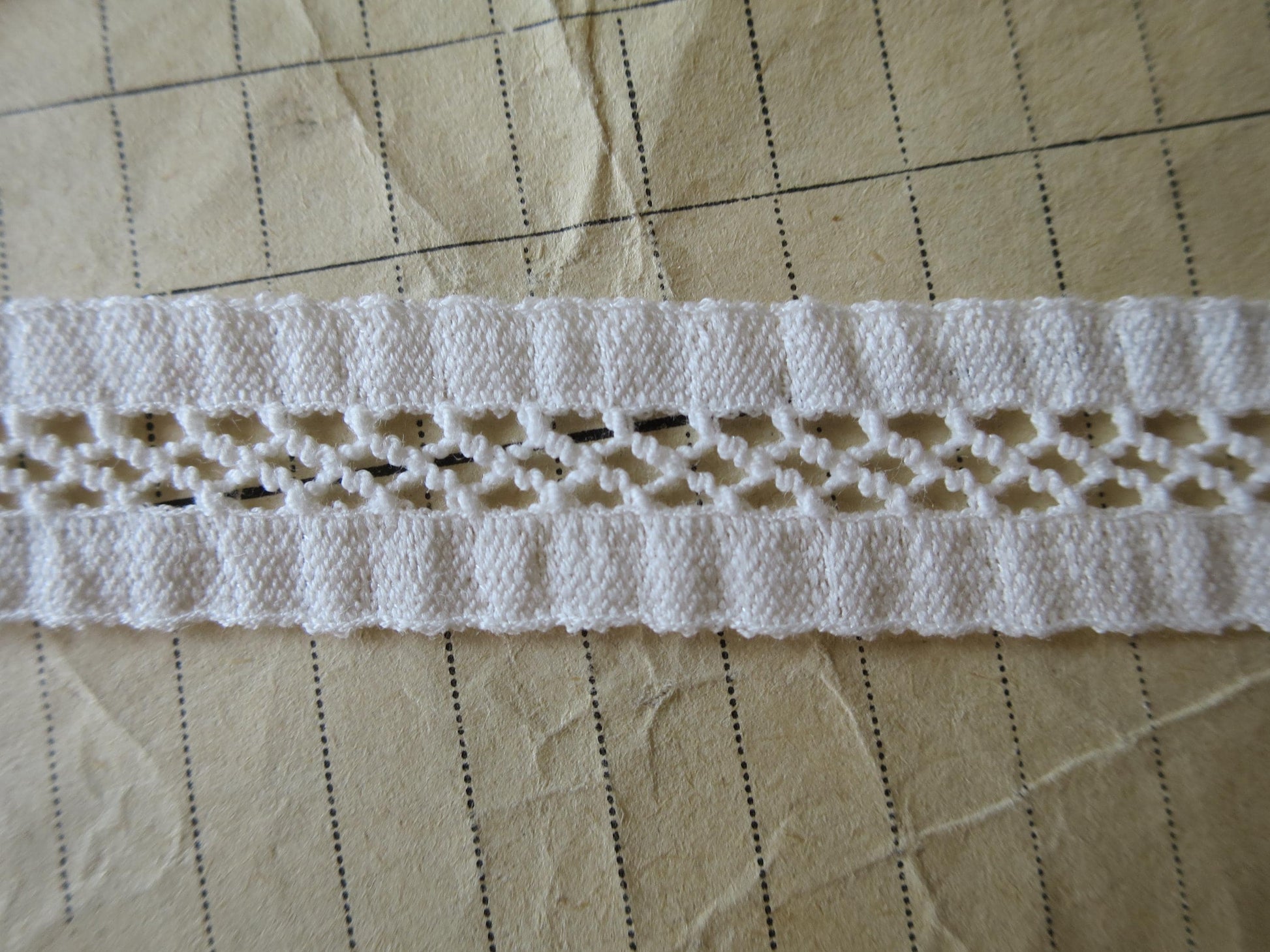 Off White English Nottingham Lace- Faggoting Insertion- 1.7 cm