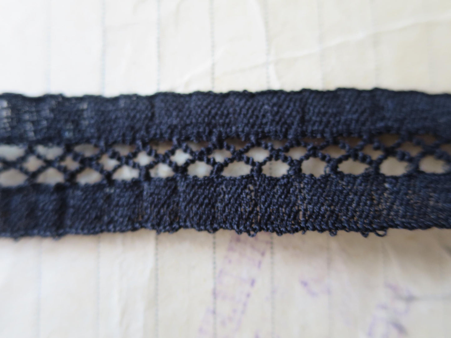 Black English Nottingham Lace- Faggoting Insertion- 1.7 cm
