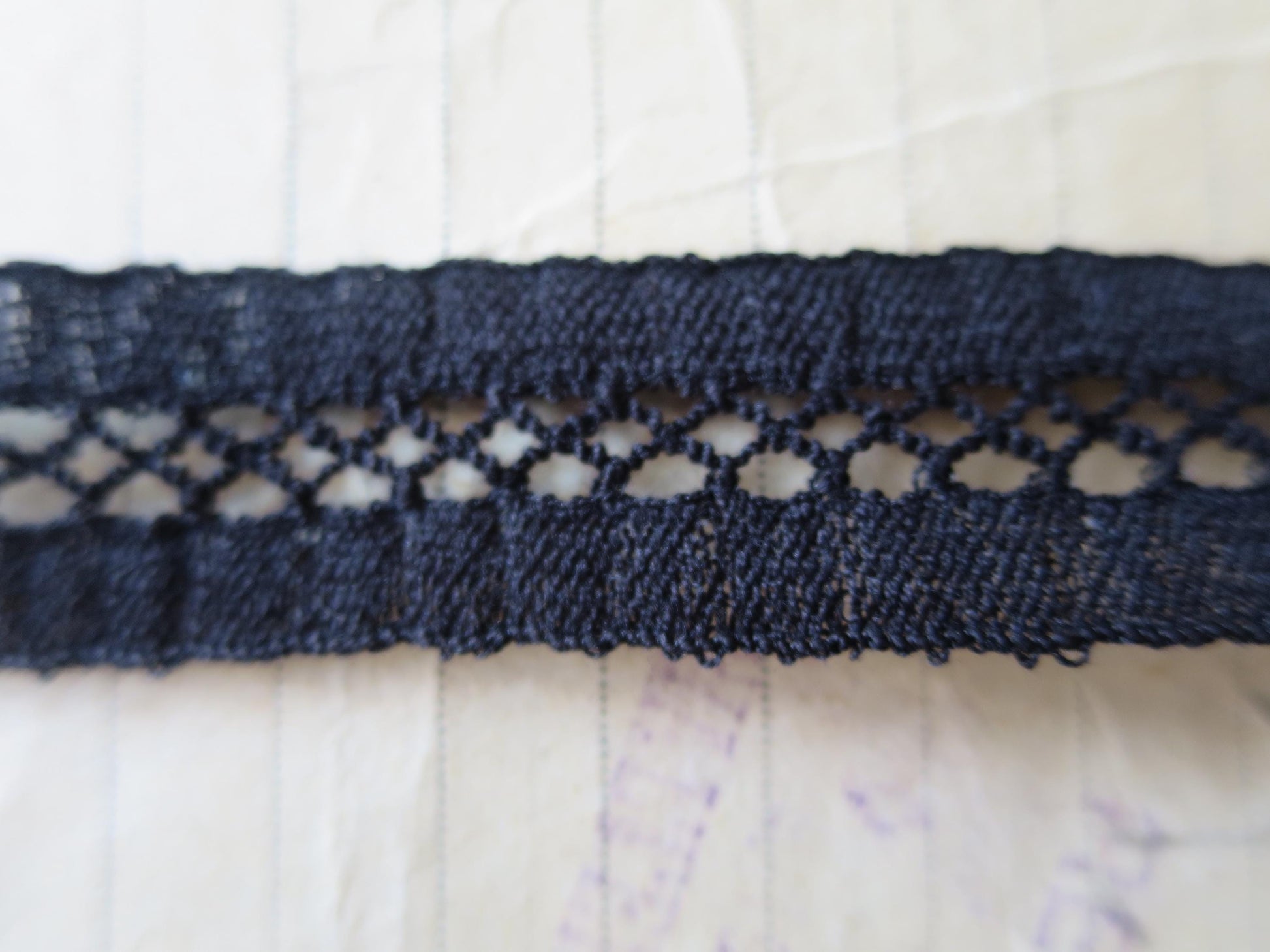 Black English Nottingham Lace- Faggoting Insertion- 1.7 cm