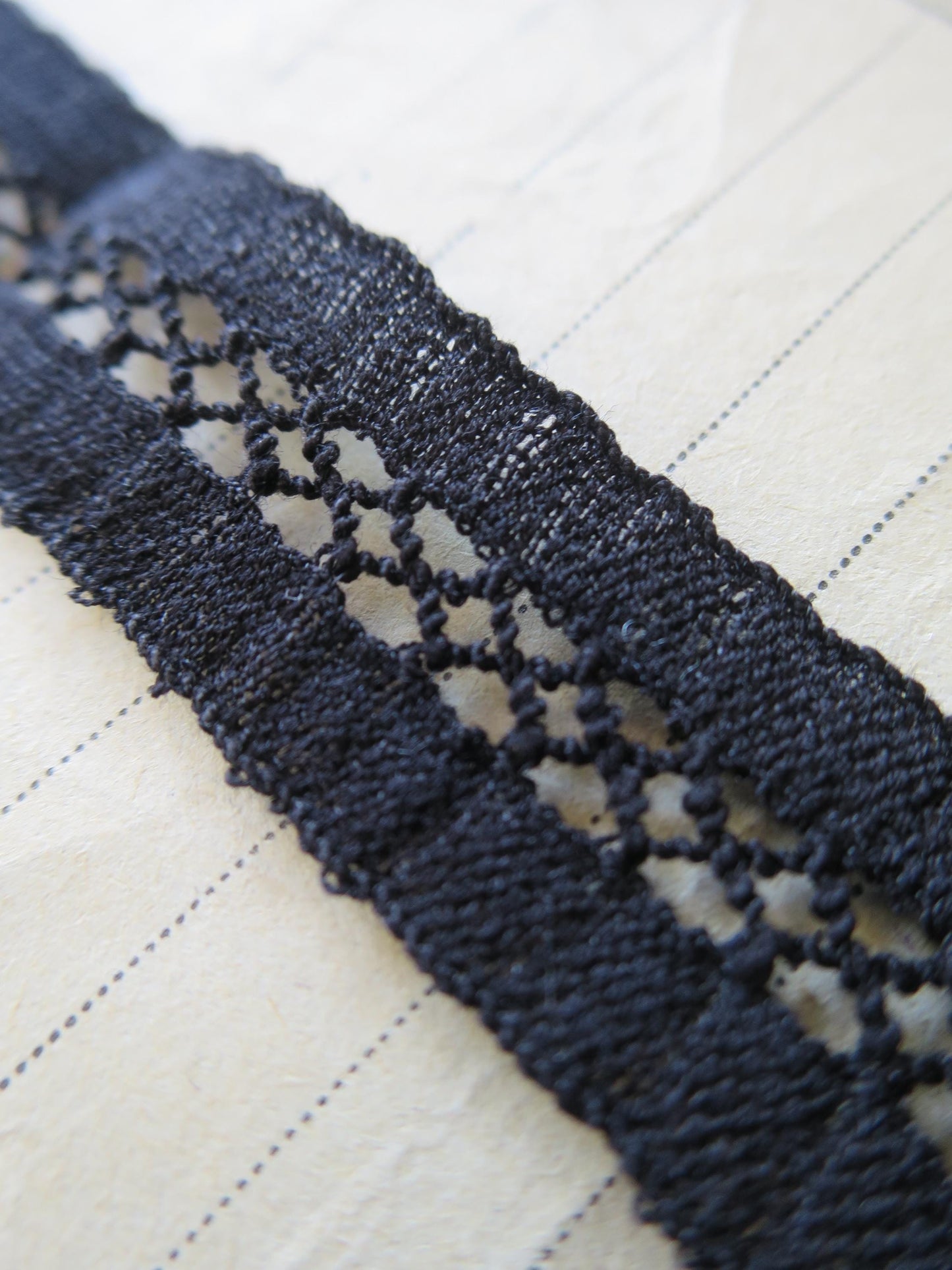 Black English Nottingham Lace- Faggoting Insertion- 1.7 cm