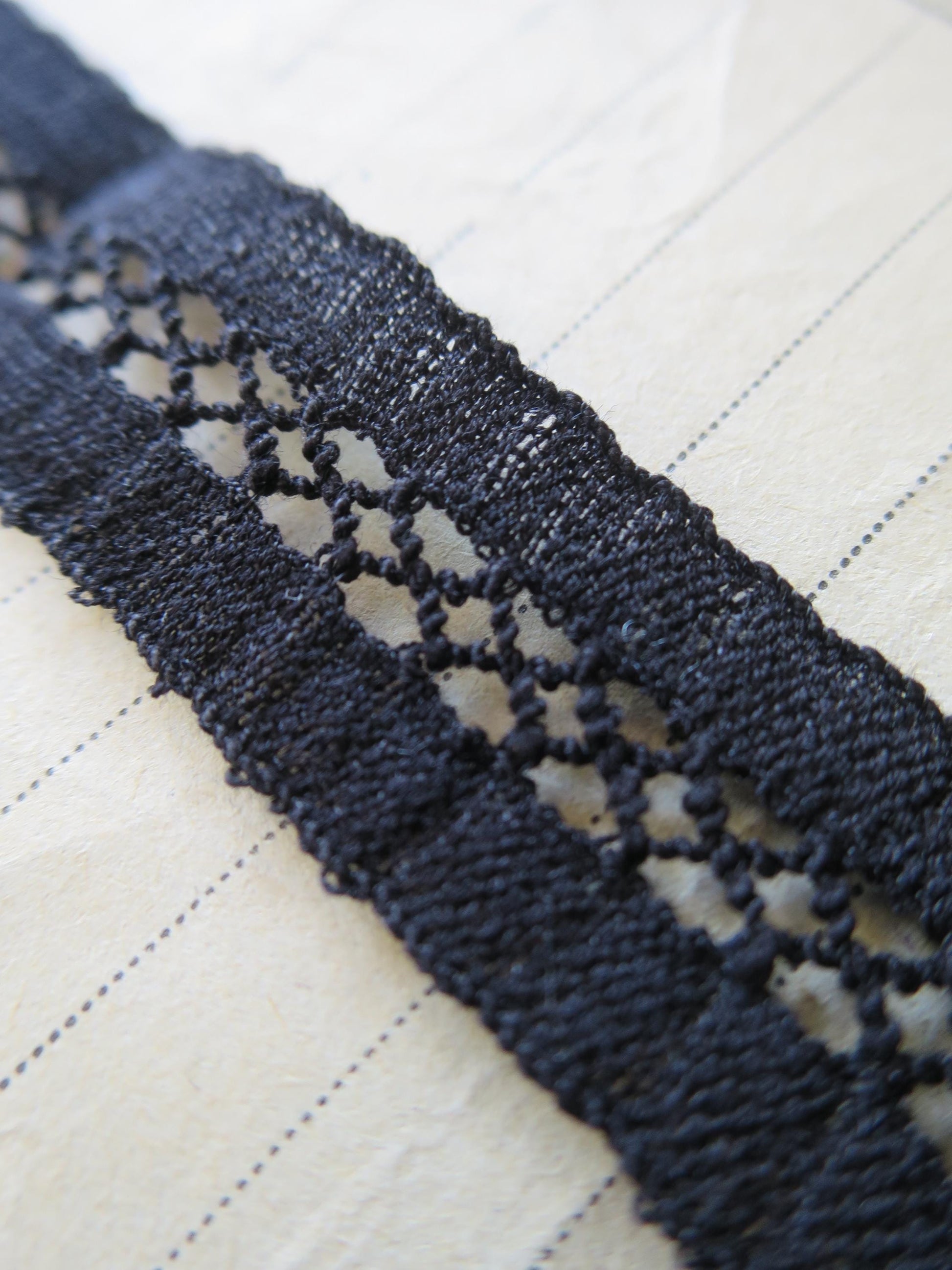 Black English Nottingham Lace- Faggoting Insertion- 1.7 cm