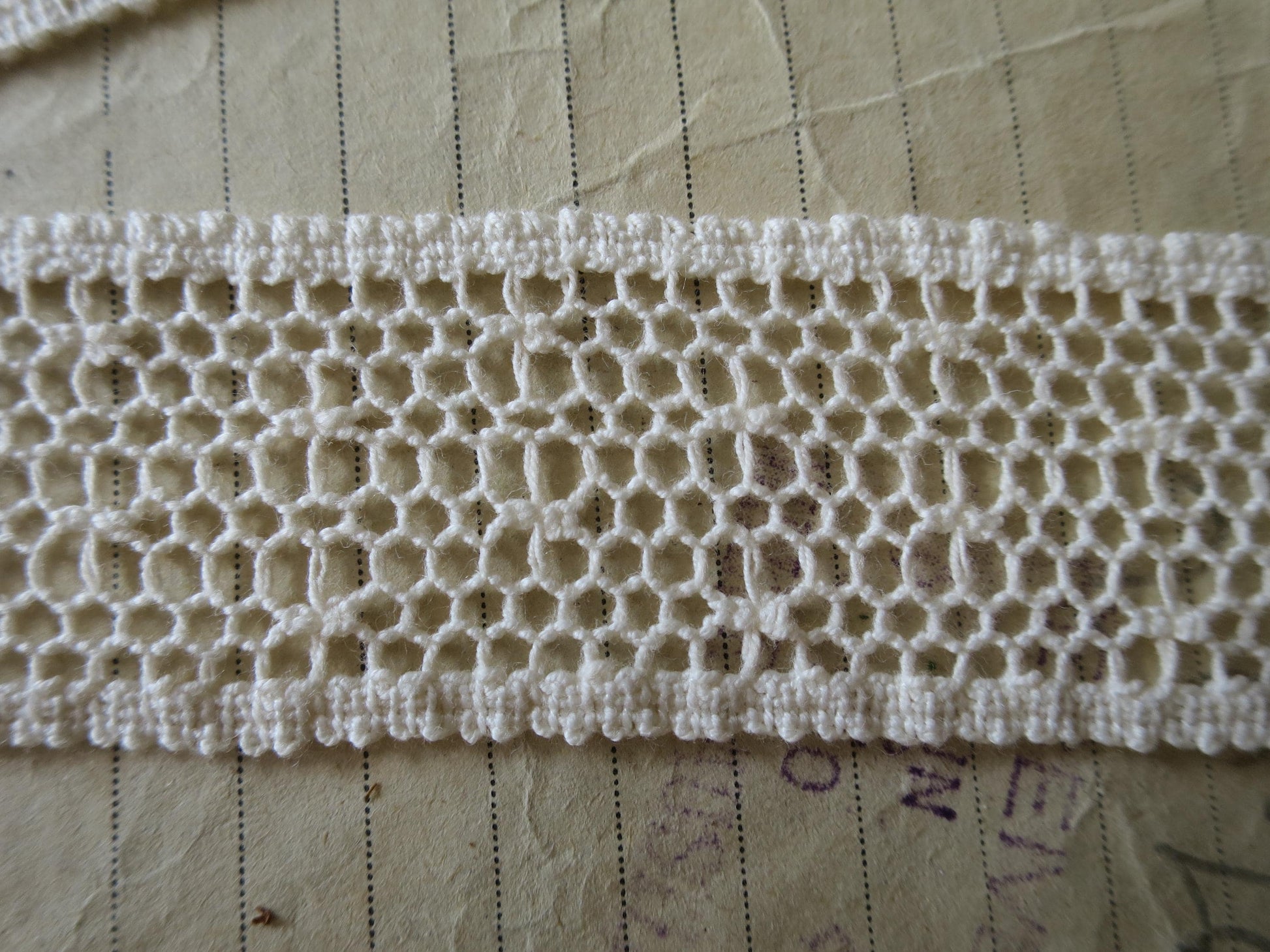 Ecru English Nottingham Cluny Lace- Polka Dot Net- Insertion- 3cm
