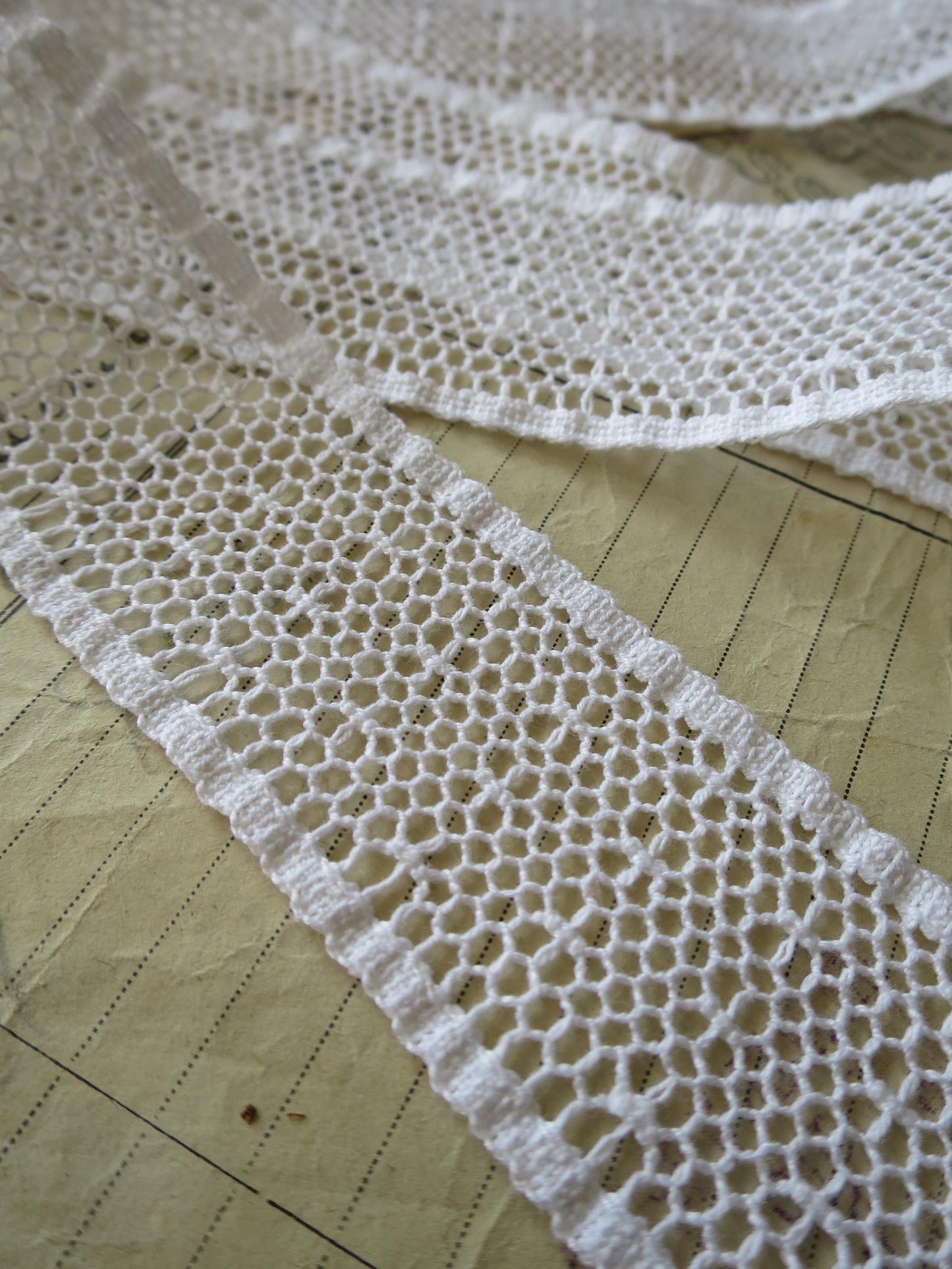 White English Nottingham Cluny Lace- Polka Dot Net- Insertion- 3.8cm