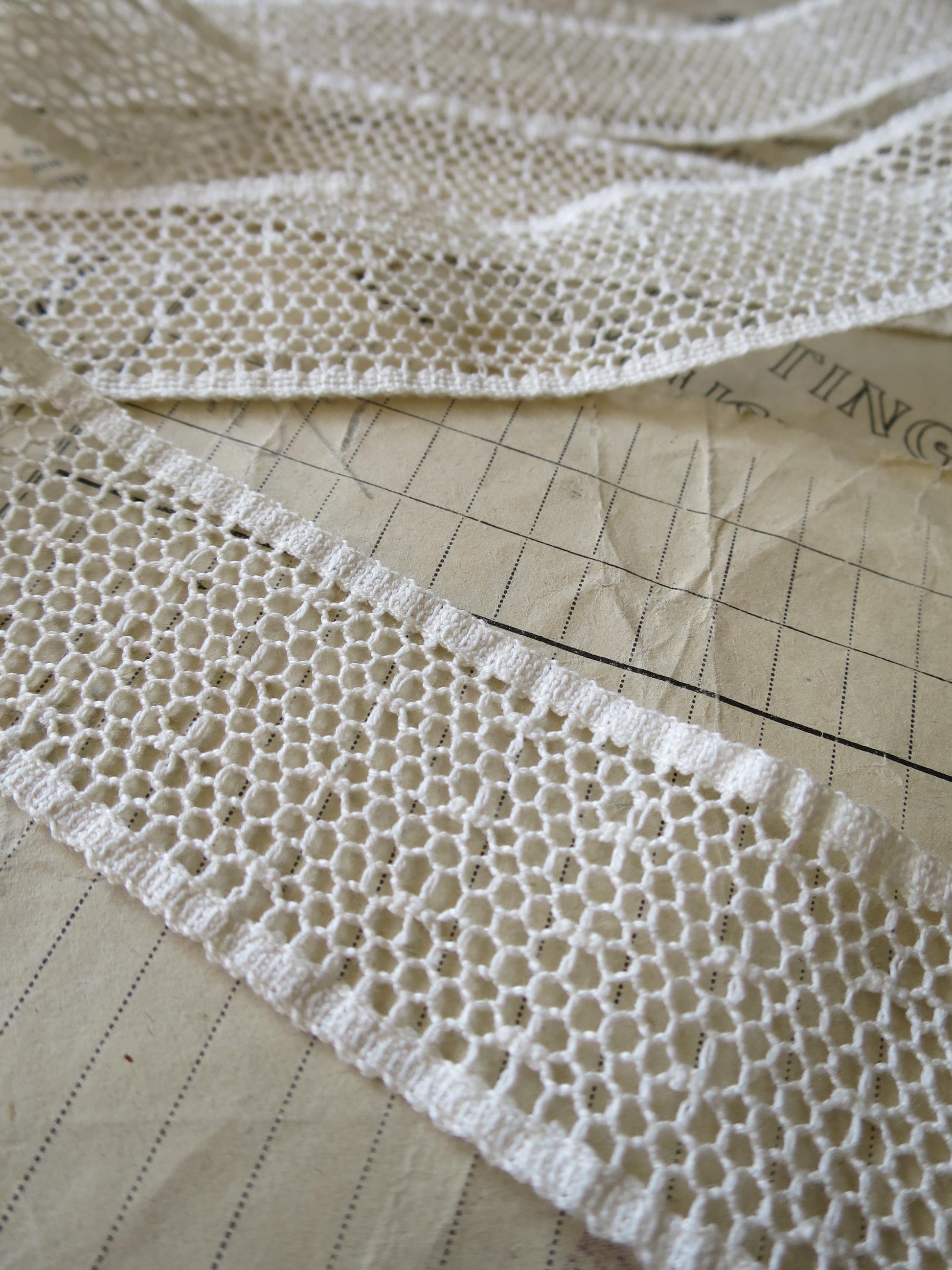 Ecru English Nottingham Cluny Lace- Polka Dot Net- Insertion- 3.8cm