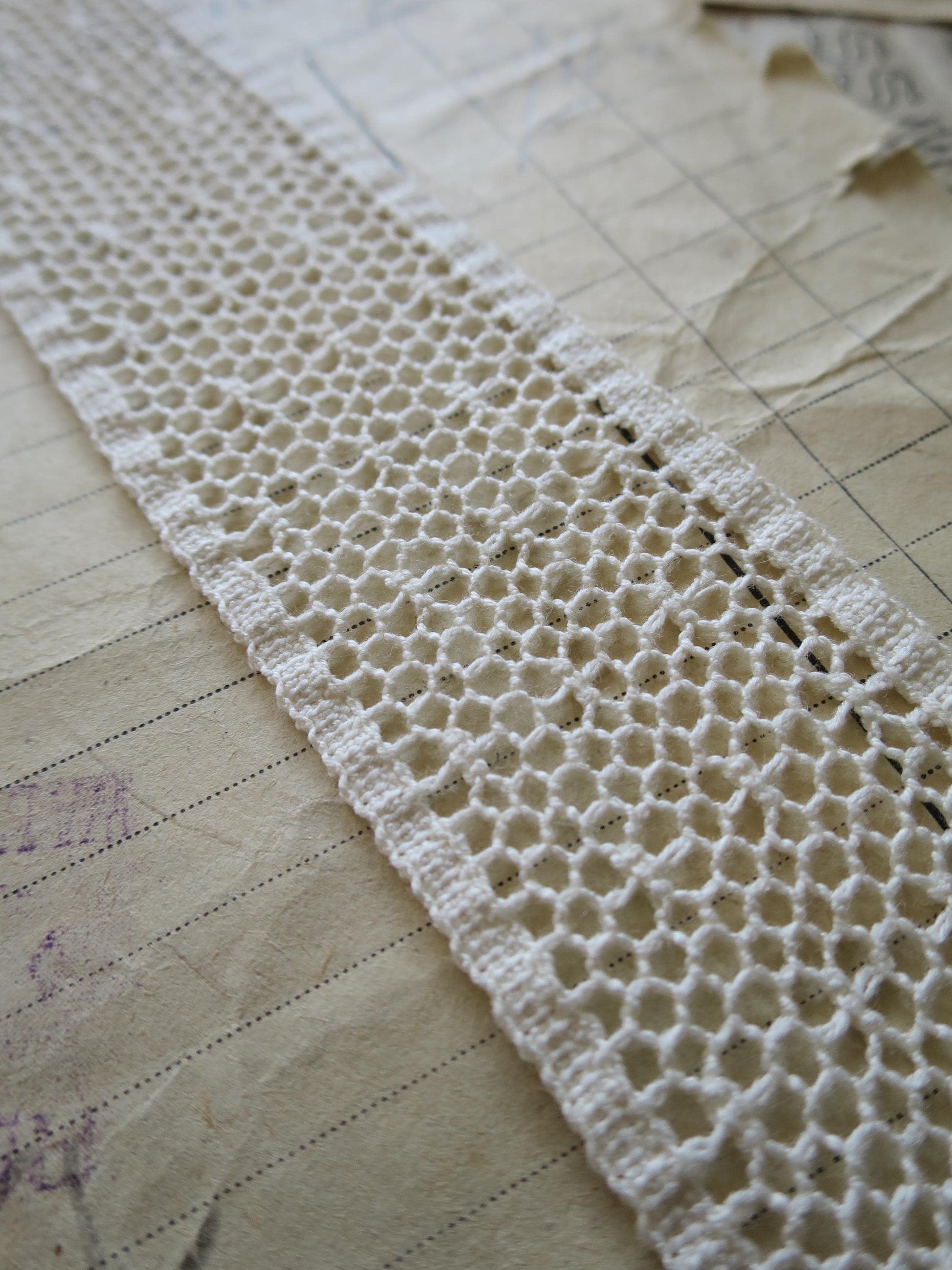 Ecru English Nottingham Cluny Lace- Polka Dot Net- Insertion- 3.8cm