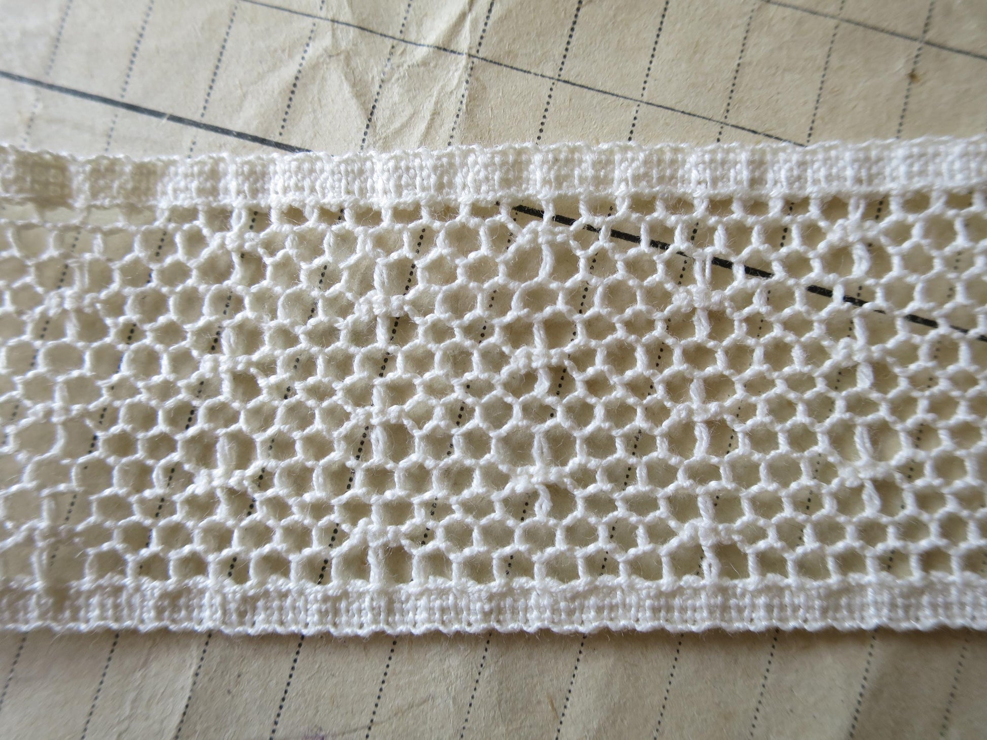 Ecru English Nottingham Cluny Lace- Polka Dot Net- Insertion- 3.8cm