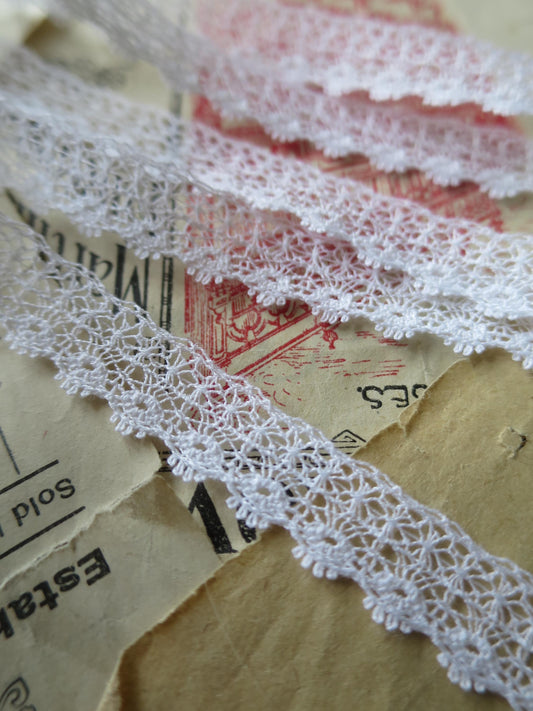 White English Nottingham Lace- Delicate Lace- 1.2 cm