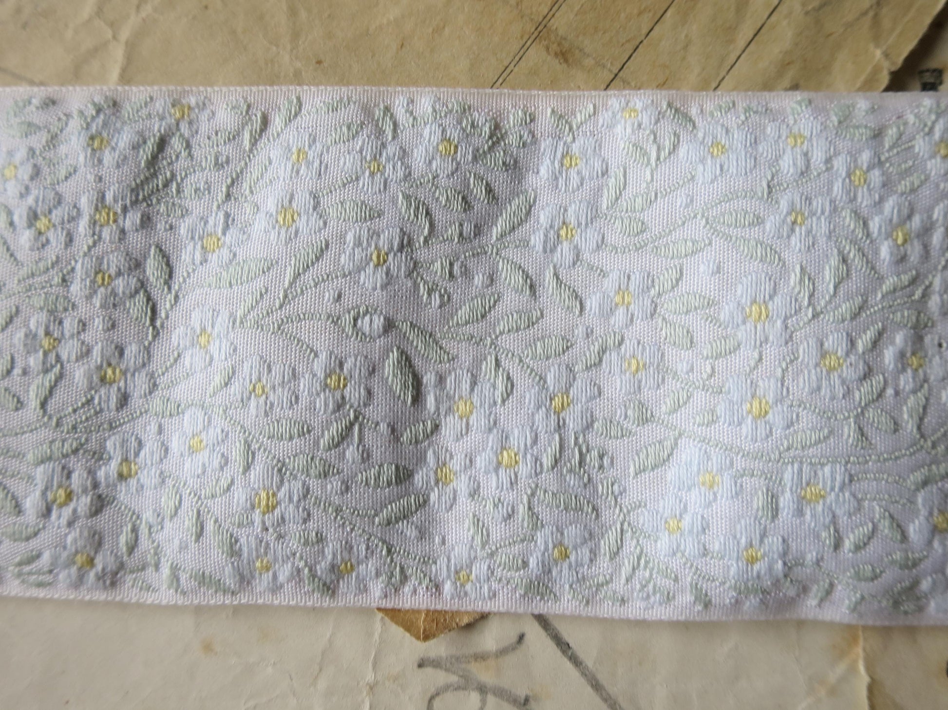 Forget-me-nots 50 mm Jacquard Woven Ribbon- Pale Blues
