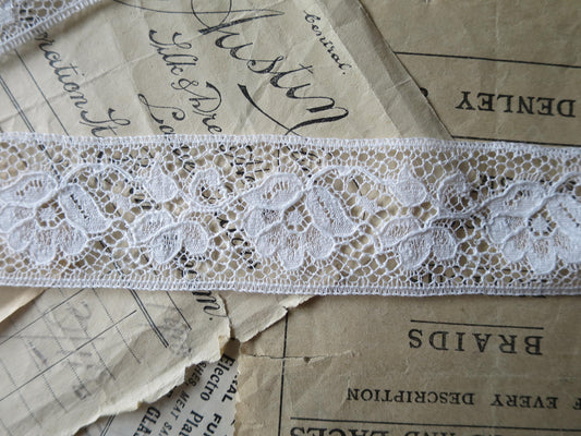 Off White English Nottingham Lace- Raised Floral Guipure- Insertion- 3.5 cm