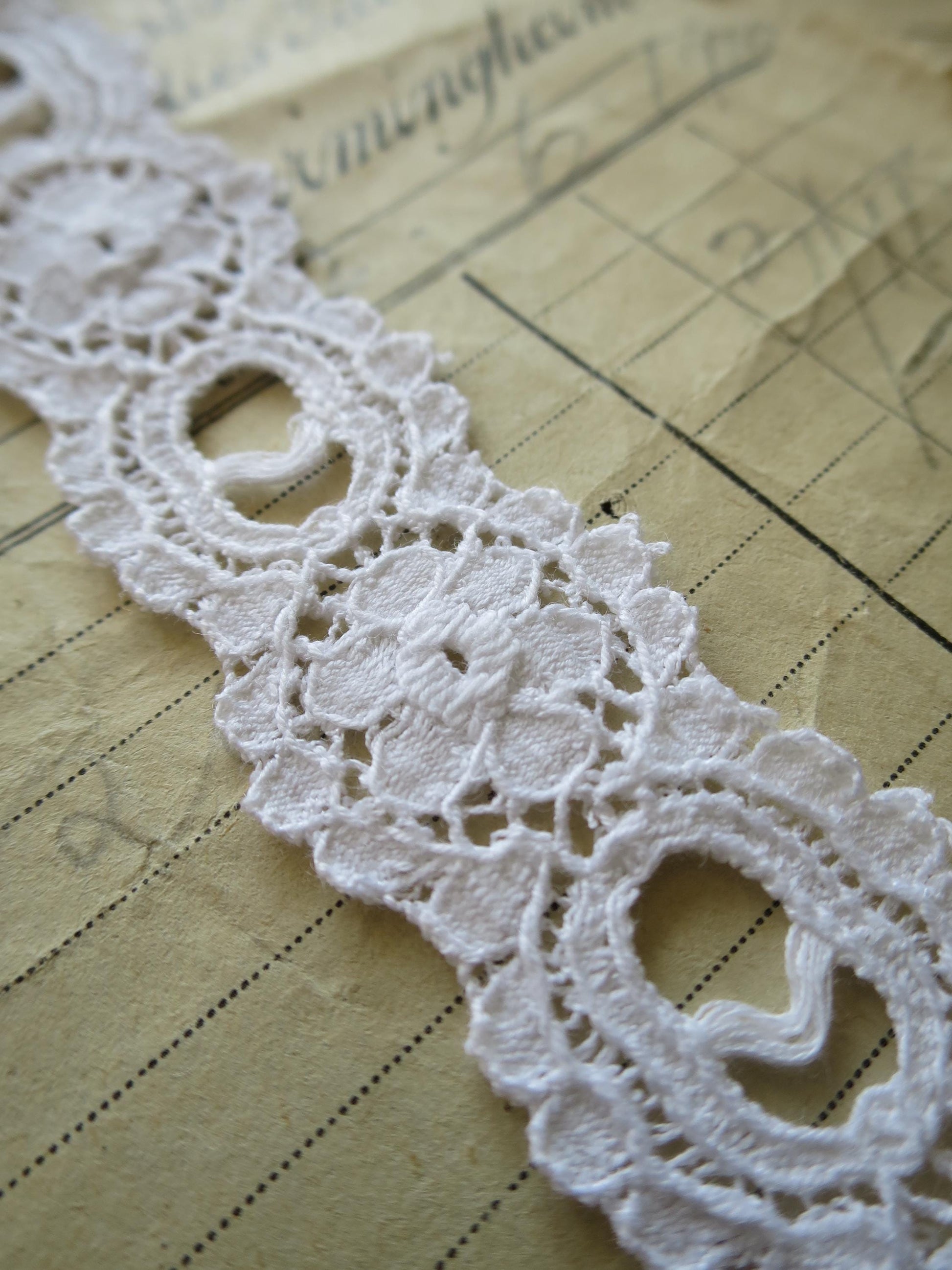White English Nottingham Lace- Floral Eyelet- Galloon- 2.7 cm
