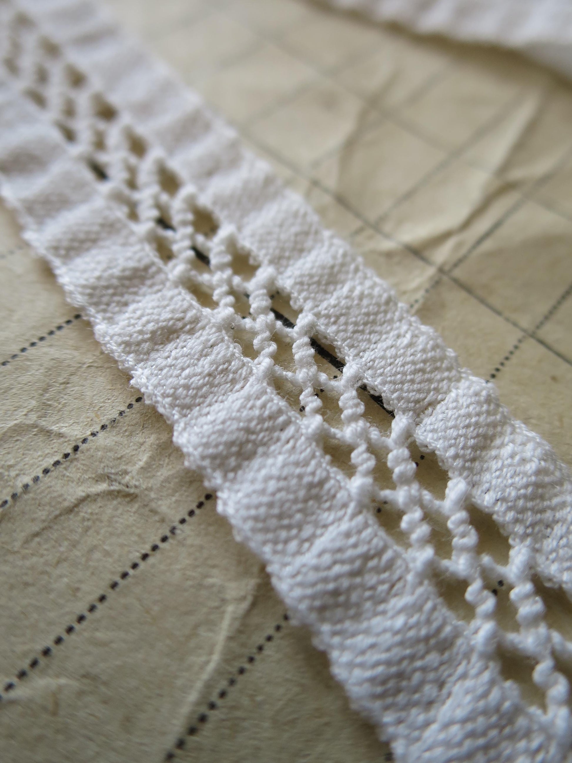 Off White English Nottingham Lace- Faggoting Insertion- 1.7 cm