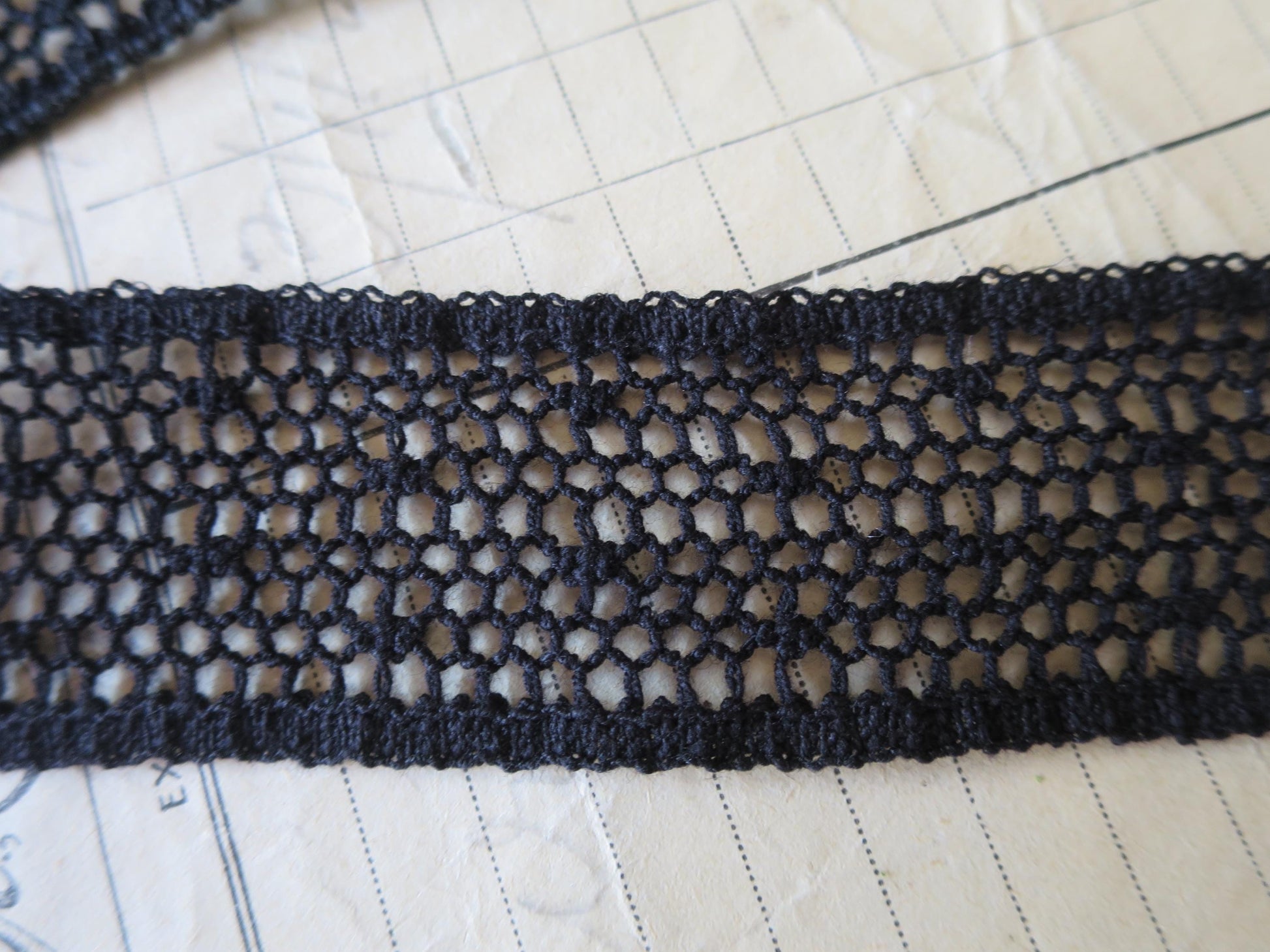 Black English Nottingham Cluny Lace- Polka Dot Net- Insertion- 3cm