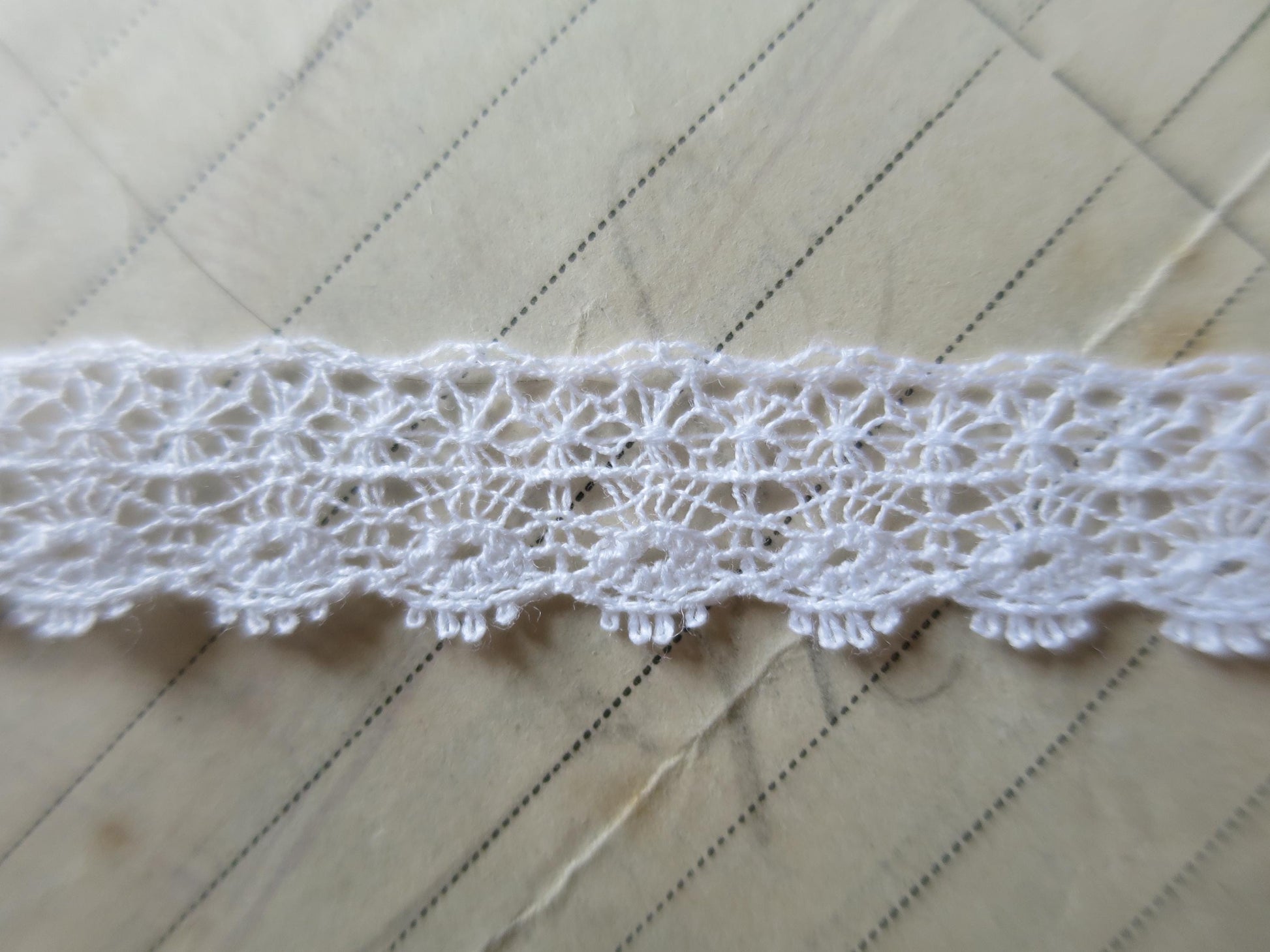 White English Nottingham Lace- Delicate Lace- 1.2 cm