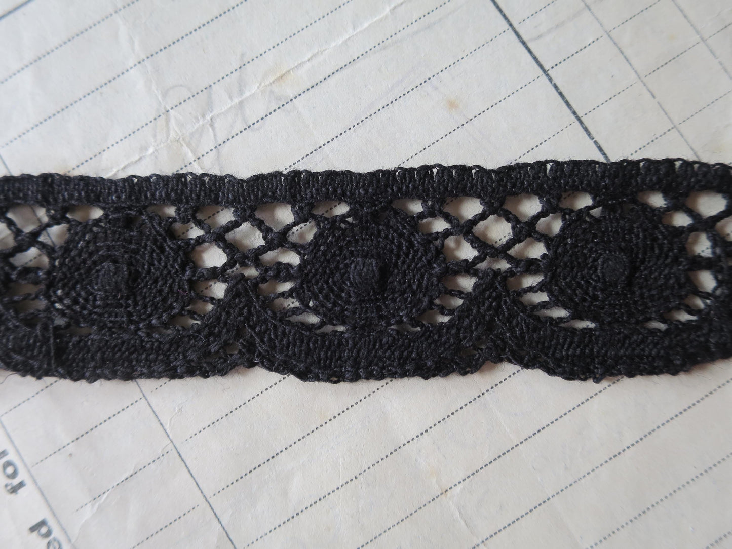 Black English Nottingham Cluny Lace- Torchon Circles- 3 cm
