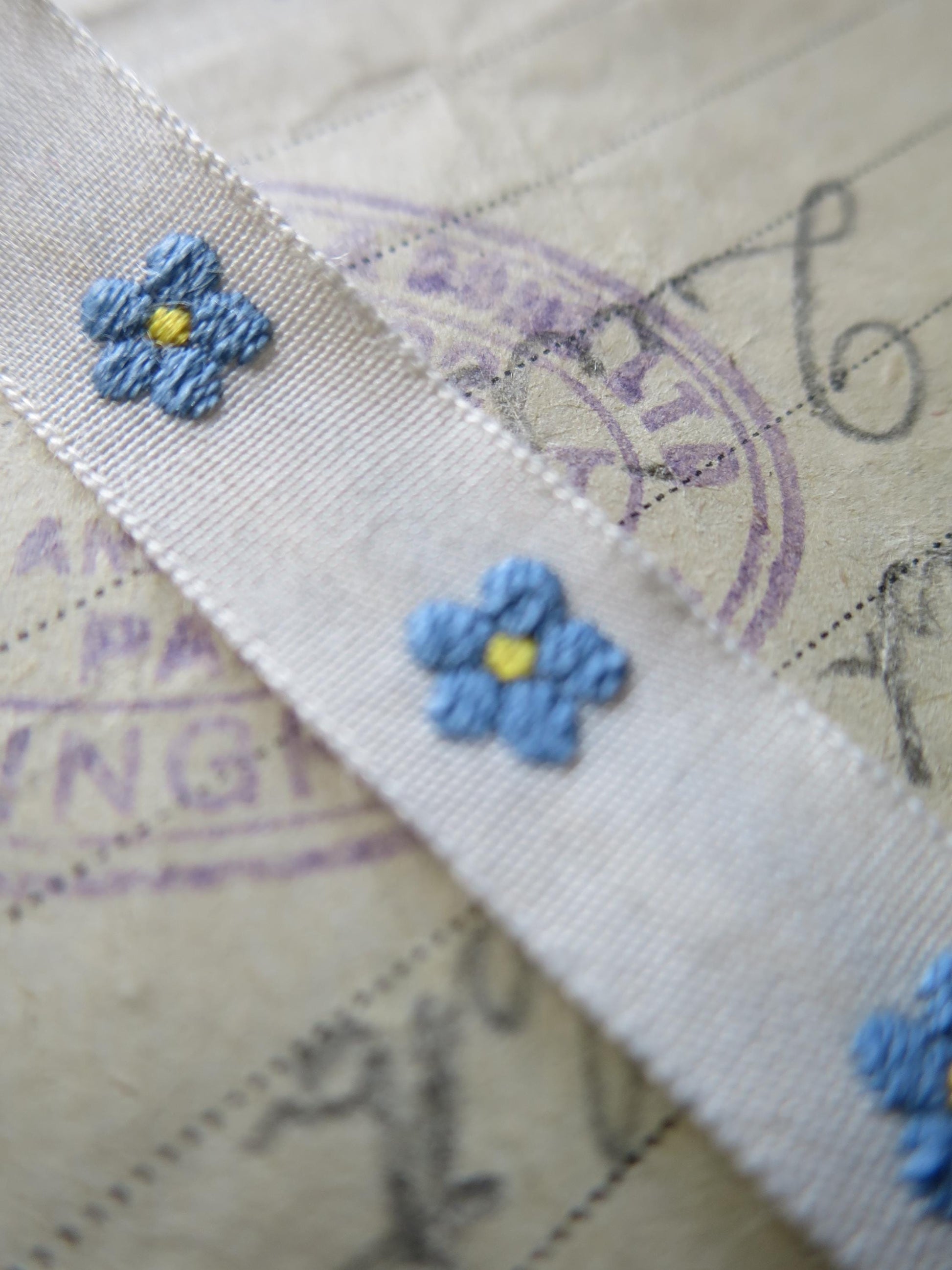 Forget-me-nots 10 mm Jacquard Woven Ribbon
