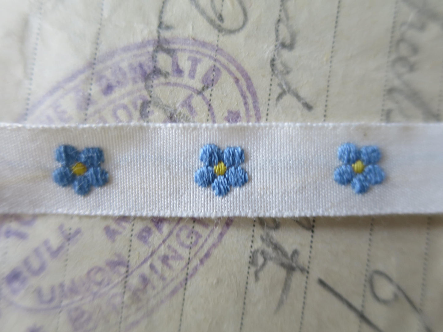 Forget-me-nots 10 mm Jacquard Woven Ribbon