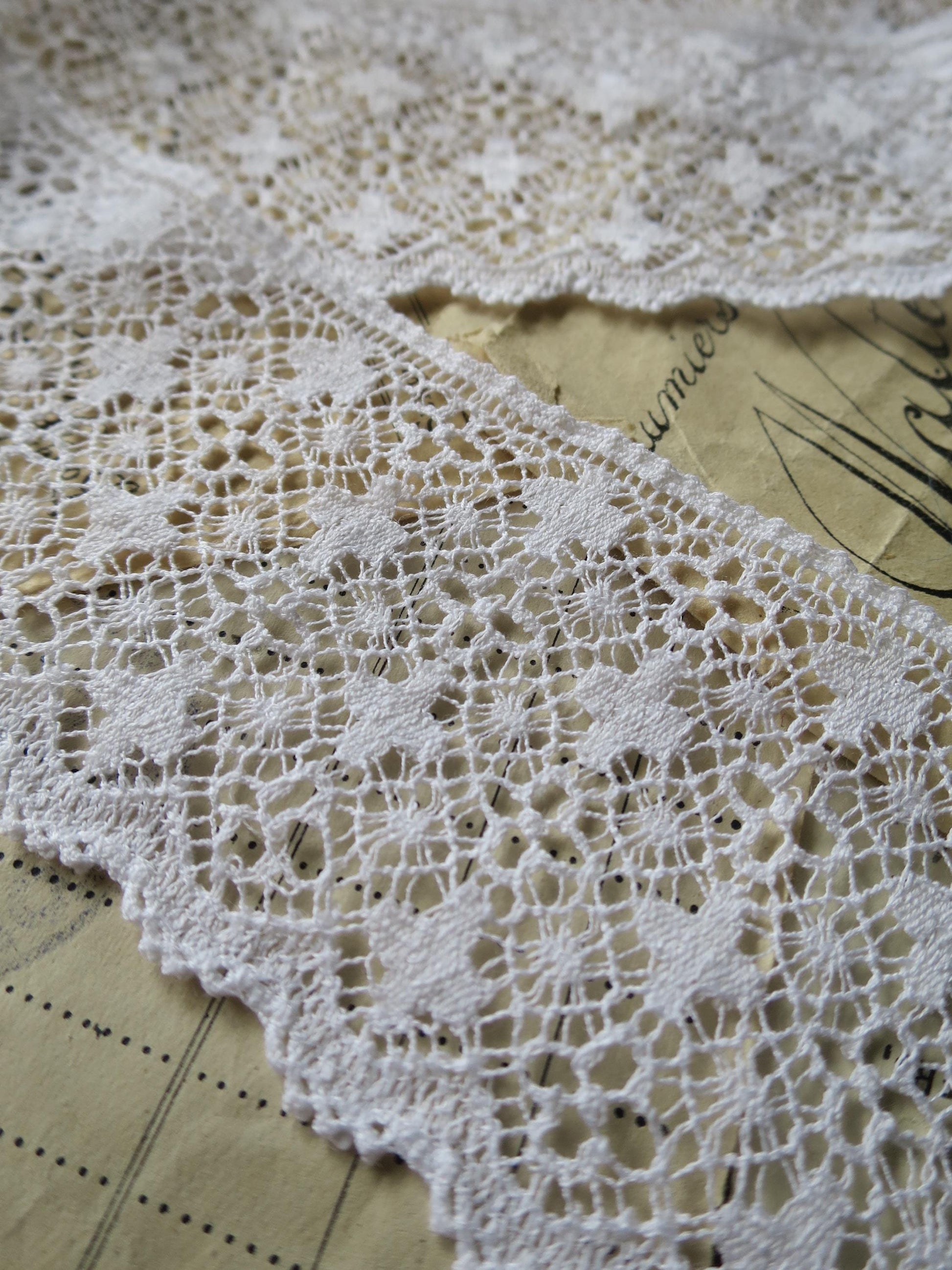 White English Nottingham Lace- Liturgical Ecclesiastical- Cutwork- 5.5 cm