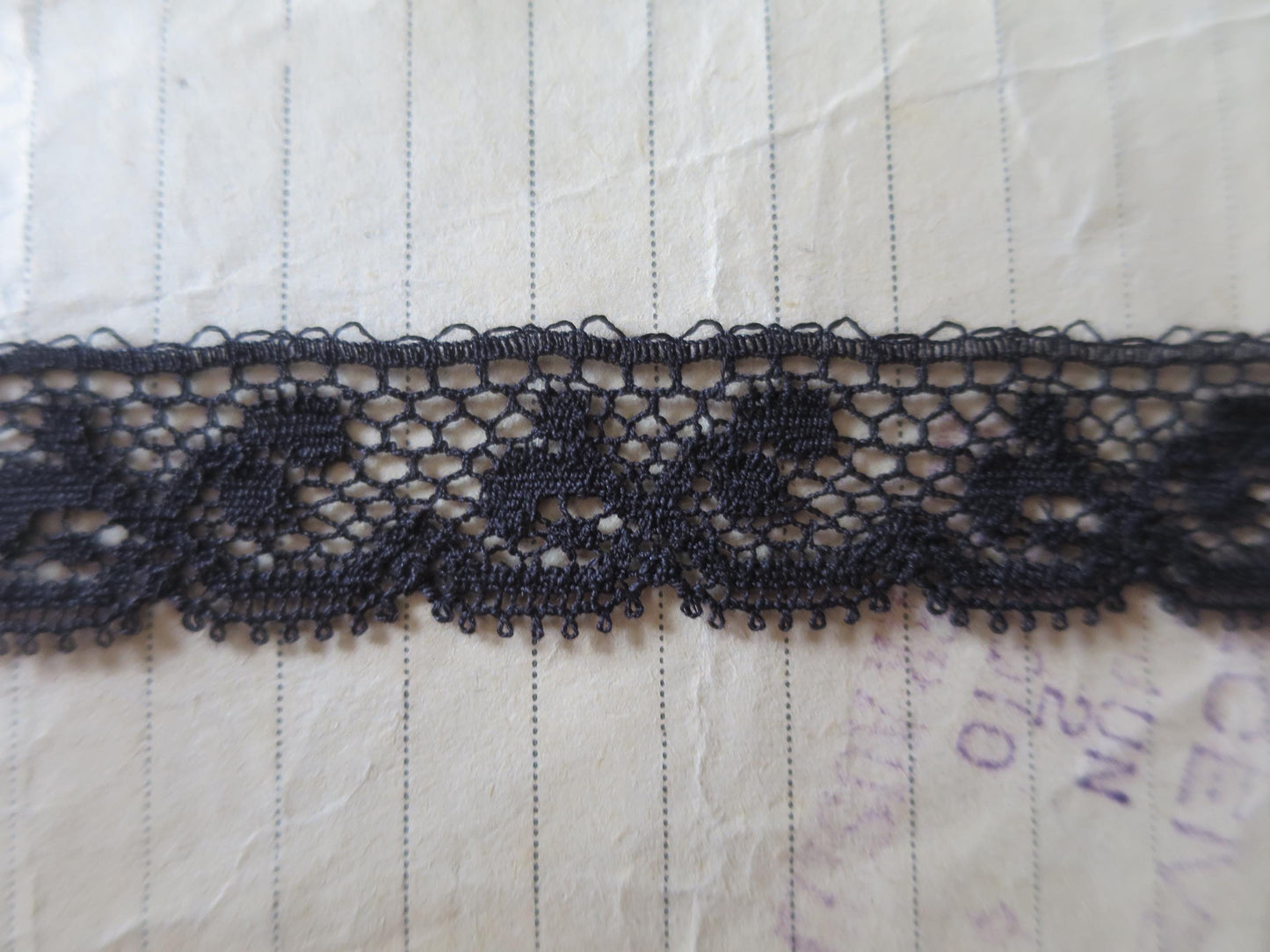 Black English Nottingham Lace- Valenciennes Foliage- 1.7cm