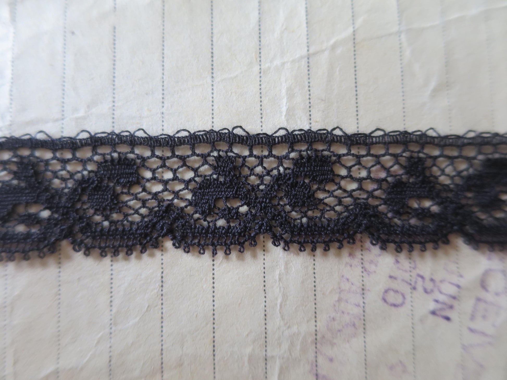 Black English Nottingham Lace- Valenciennes Foliage- 1.7cm