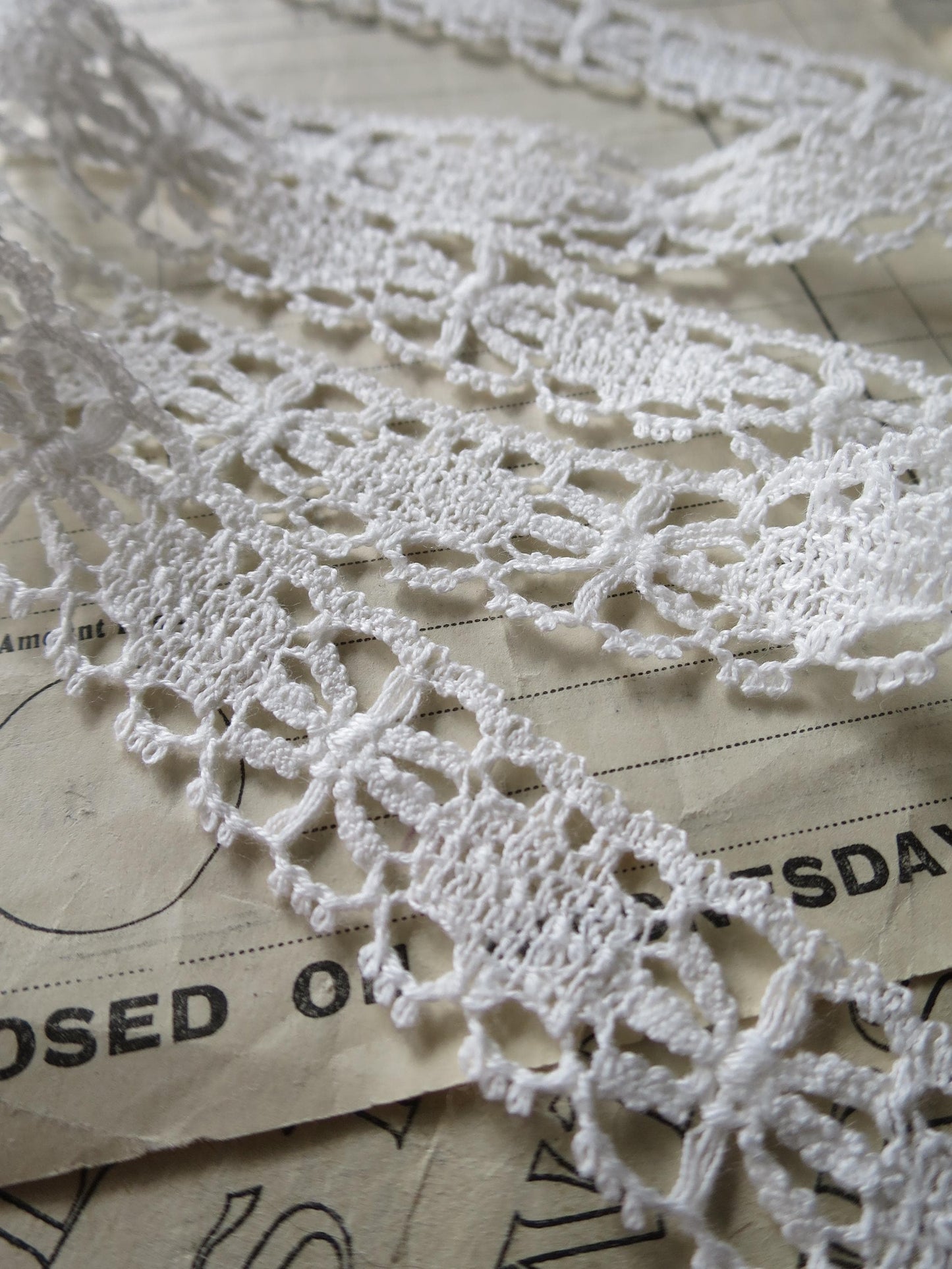 Off White English Nottingham Cluny Lace- Flowers & Cartouches- 1.8 cm