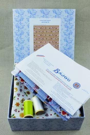 Sajou Gift Box Cross Stitch Boxed Kit- Linen Plaid Farandole Alsacienne Throw