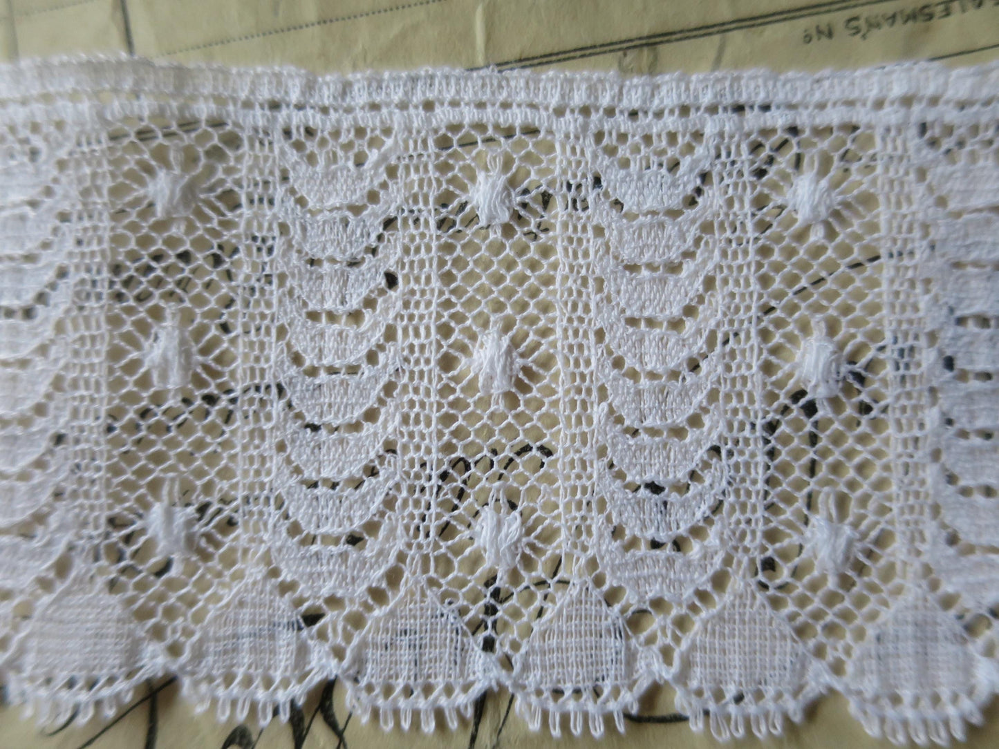 White English Nottingham Lace- Fine Ripon Stripes- 5.5 cm