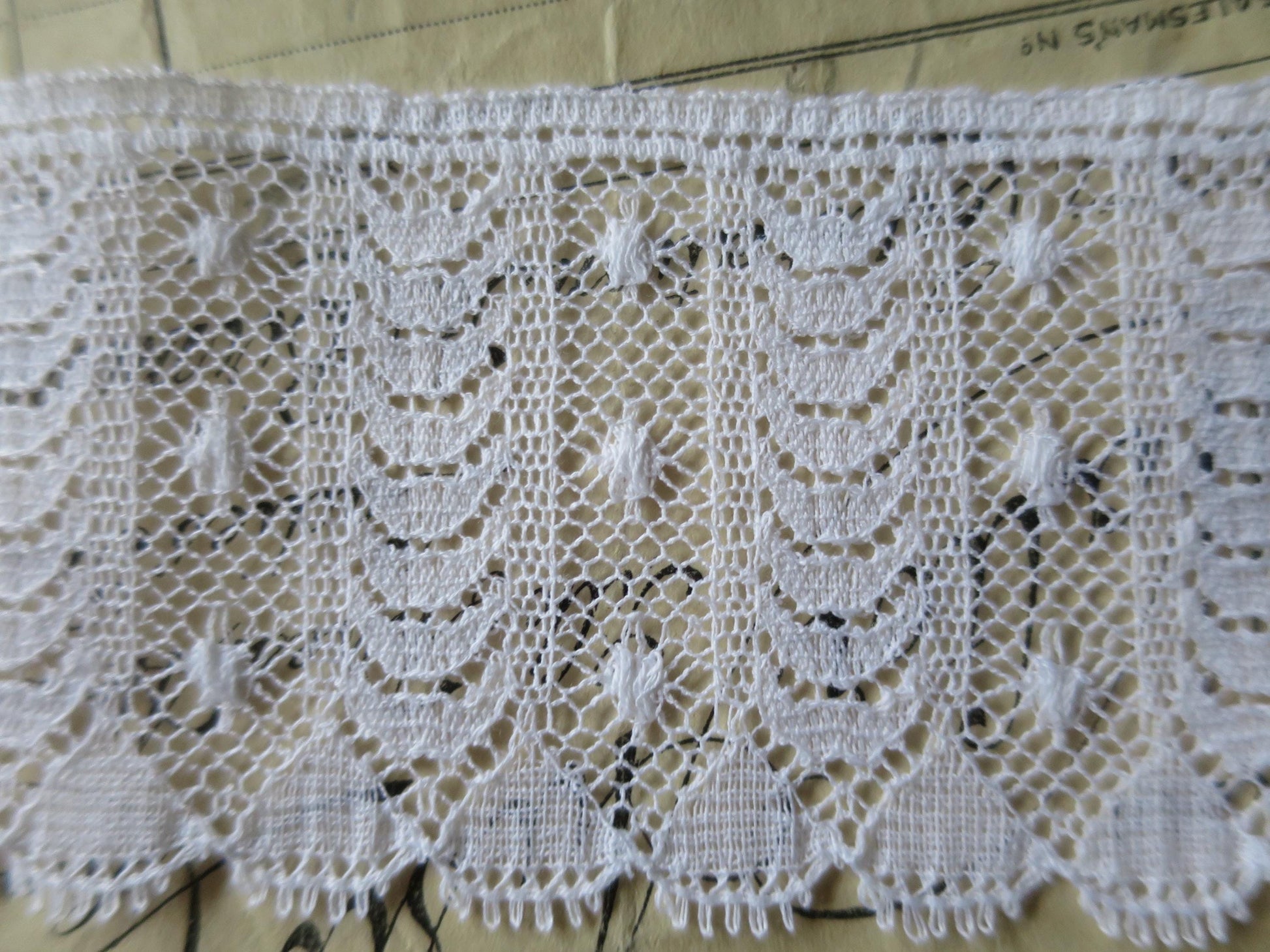 White English Nottingham Lace- Fine Ripon Stripes- 5.5 cm
