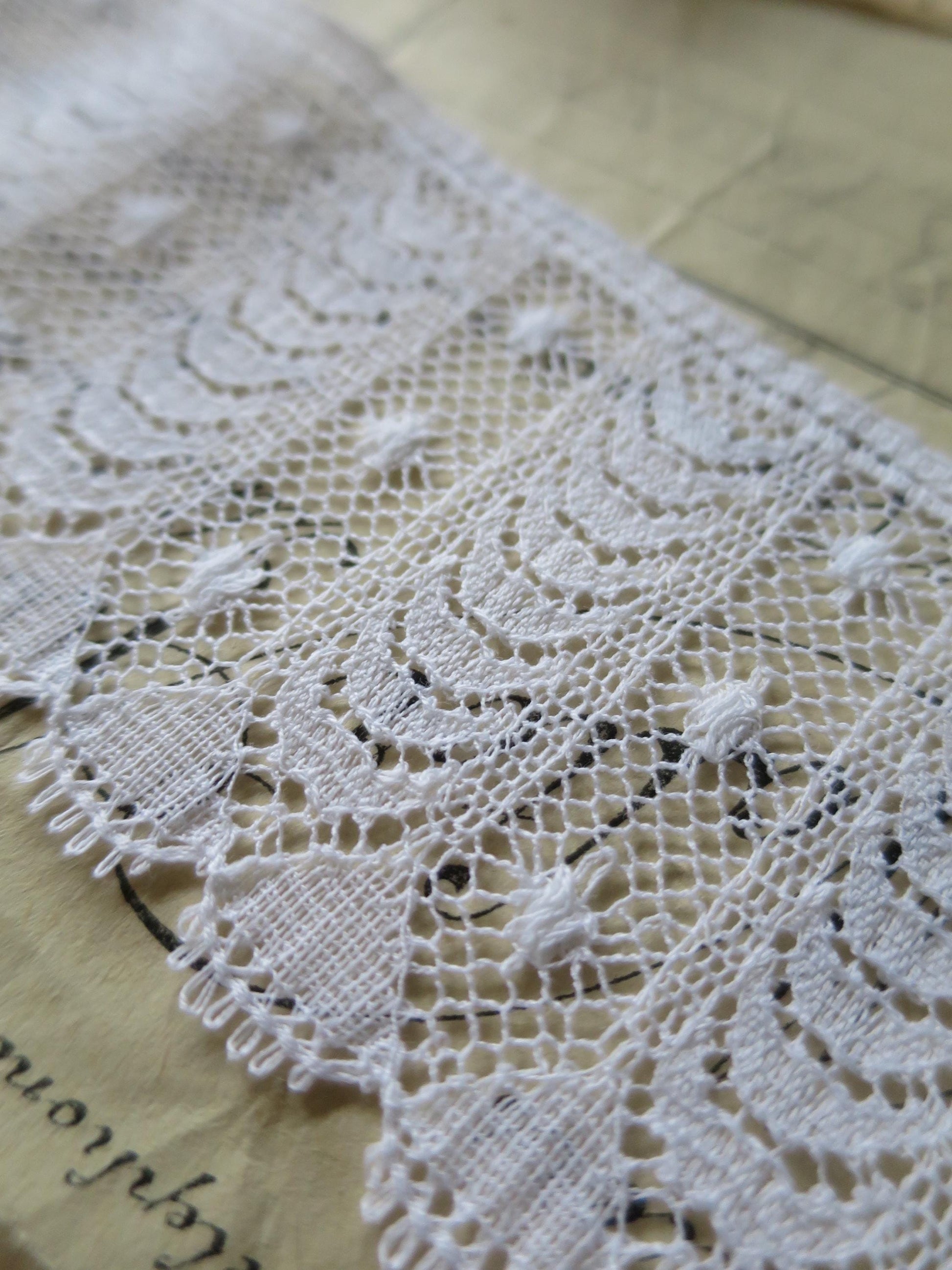 White English Nottingham Lace- Fine Ripon Stripes- 5.5 cm