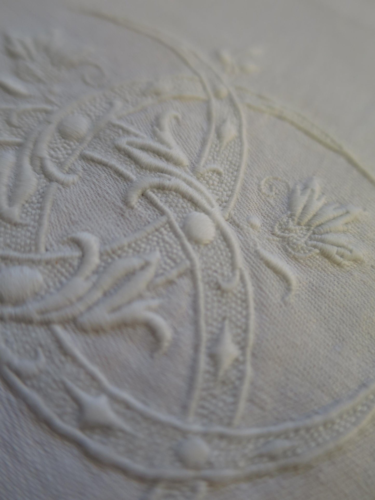 6 Antique Georgian Fine Irish Linen Damask Napkins- Damask & Hand Embroidery
