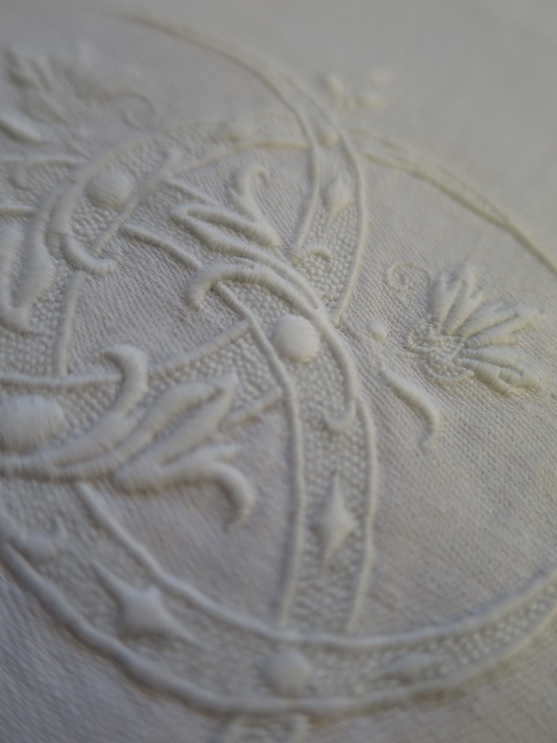 6 Antique Georgian Fine Irish Linen Damask Napkins- Damask & Hand Embroidery