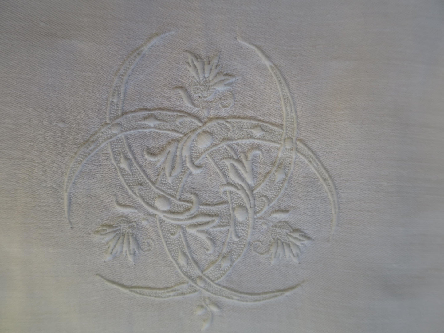 6 Antique Georgian Fine Irish Linen Damask Napkins- Damask & Hand Embroidery
