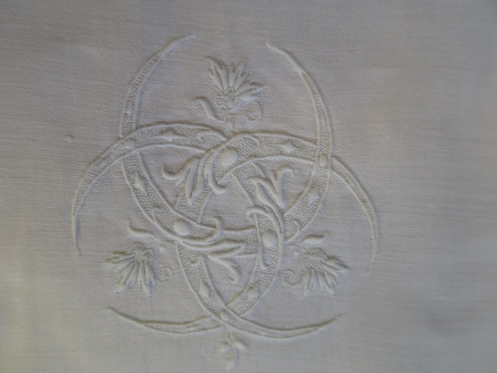 6 Antique Georgian Fine Irish Linen Damask Napkins- Damask & Hand Embroidery