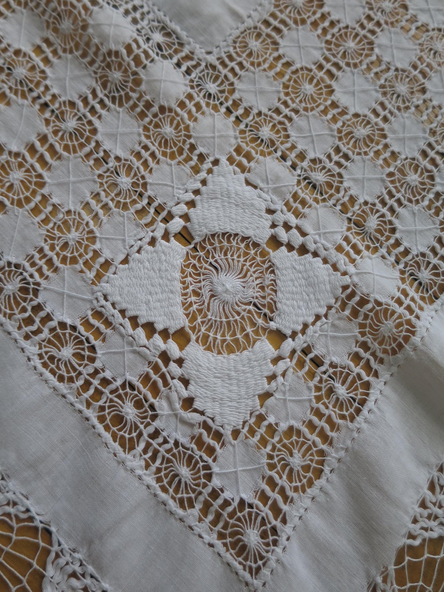 Antique Victorian Bedspread- Intricate Drawn Thread Work
