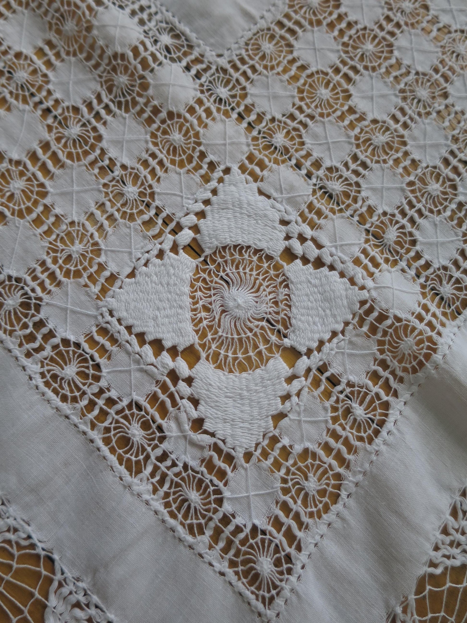 Antique Victorian Bedspread- Intricate Drawn Thread Work