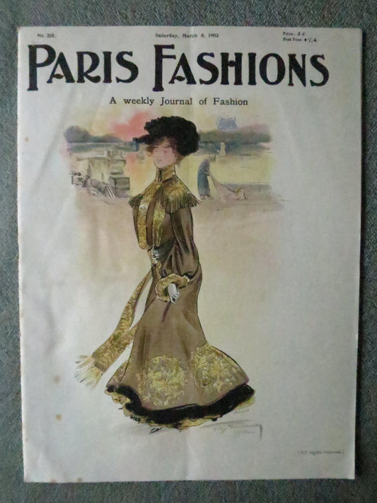 Antique Paris Fashions/ La Nouvelle Mode Magazine- March 8 1902