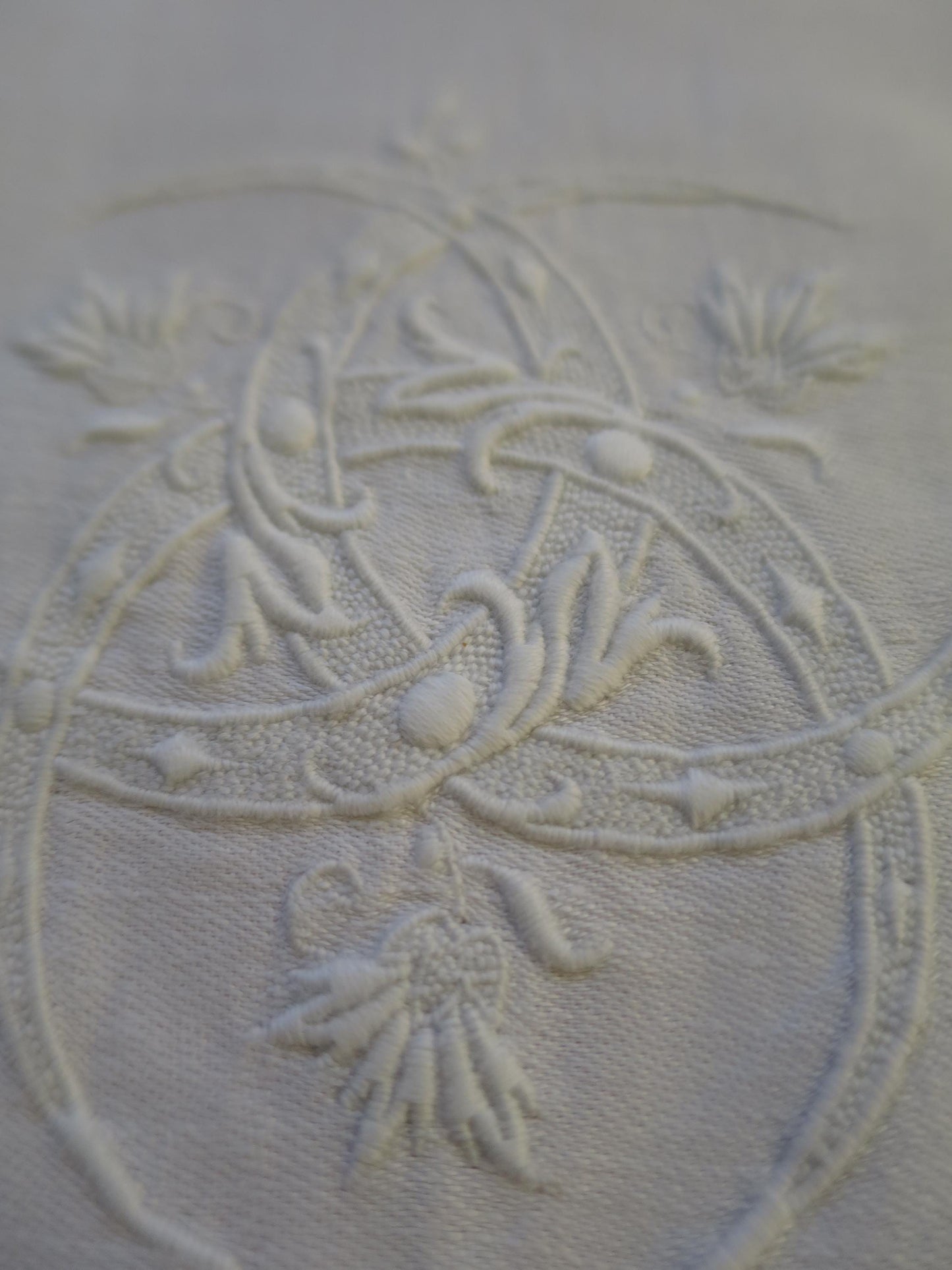 6 Antique Georgian Fine Irish Linen Damask Napkins- Damask & Hand Embroidery