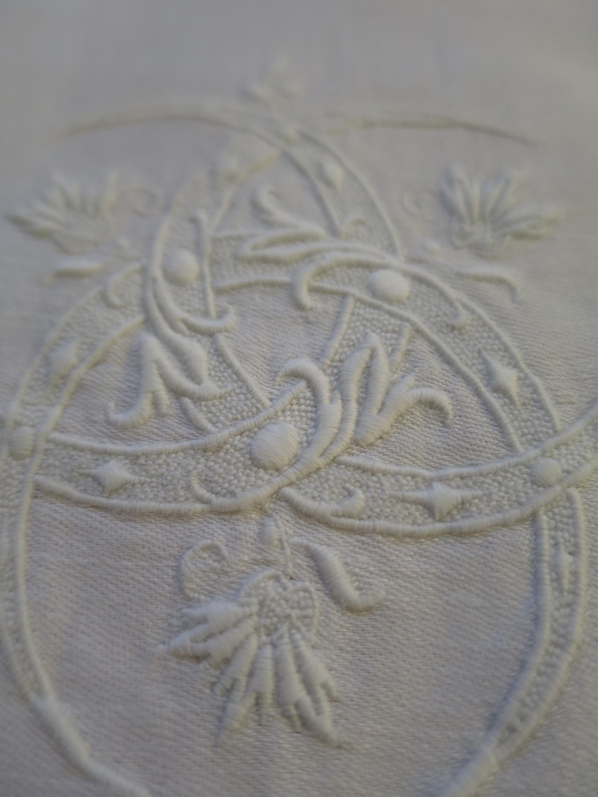 6 Antique Georgian Fine Irish Linen Damask Napkins- Damask & Hand Embroidery