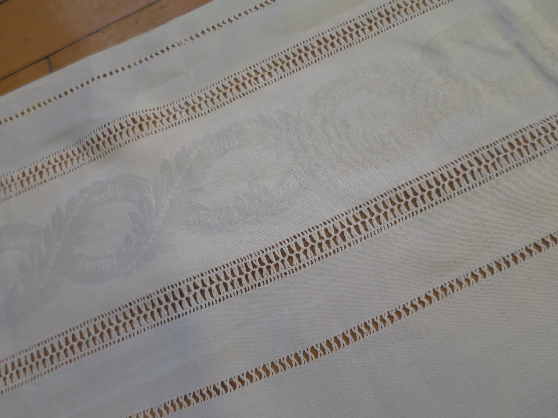 6 Antique Georgian Fine Irish Linen Damask Napkins- Damask & Hand Embroidery