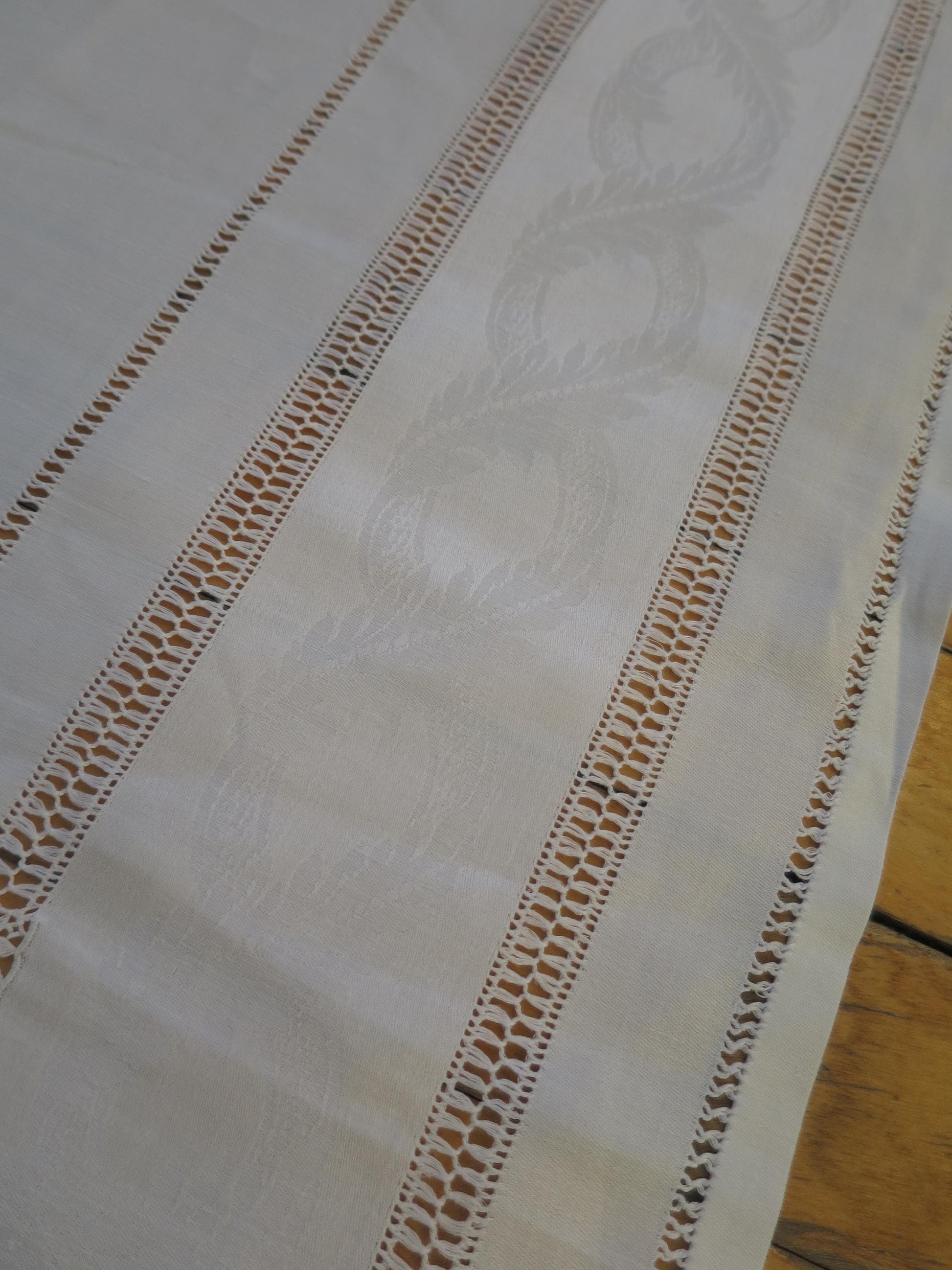 6 Antique Georgian Fine Irish Linen Damask Napkins- Damask & Hand Embroidery