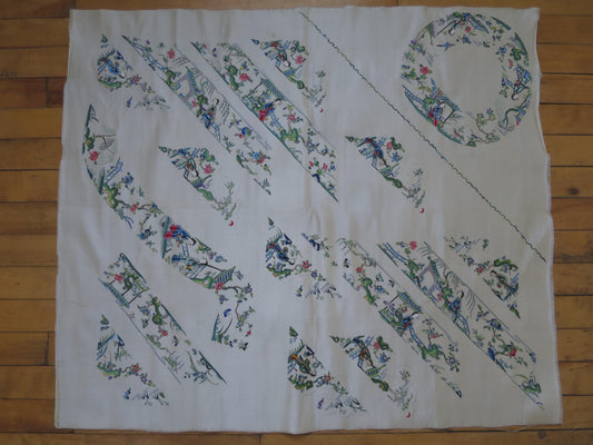 Antique Chinese uncut panel of silk sleeve bands and collar-Qing dynasty, 1800's