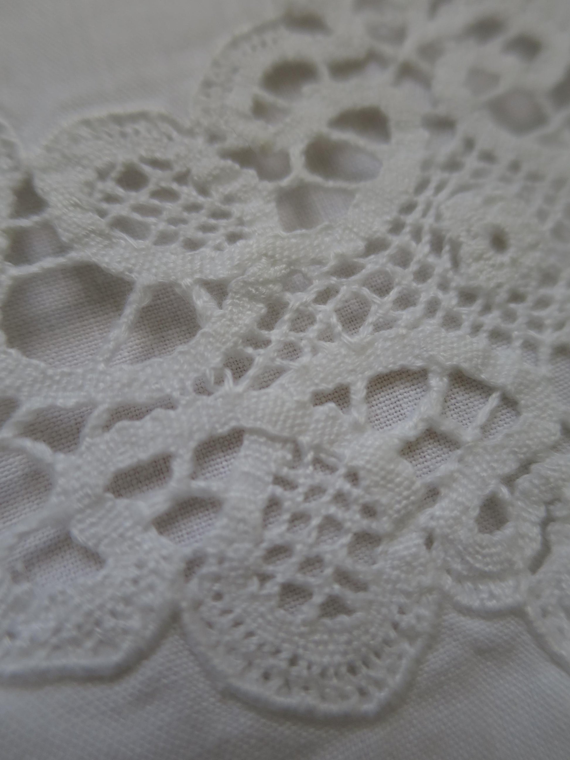 Antique Irish Linen Pair of Pillow Slips- Hand Embroidery & Bobbin Lace Inserts
