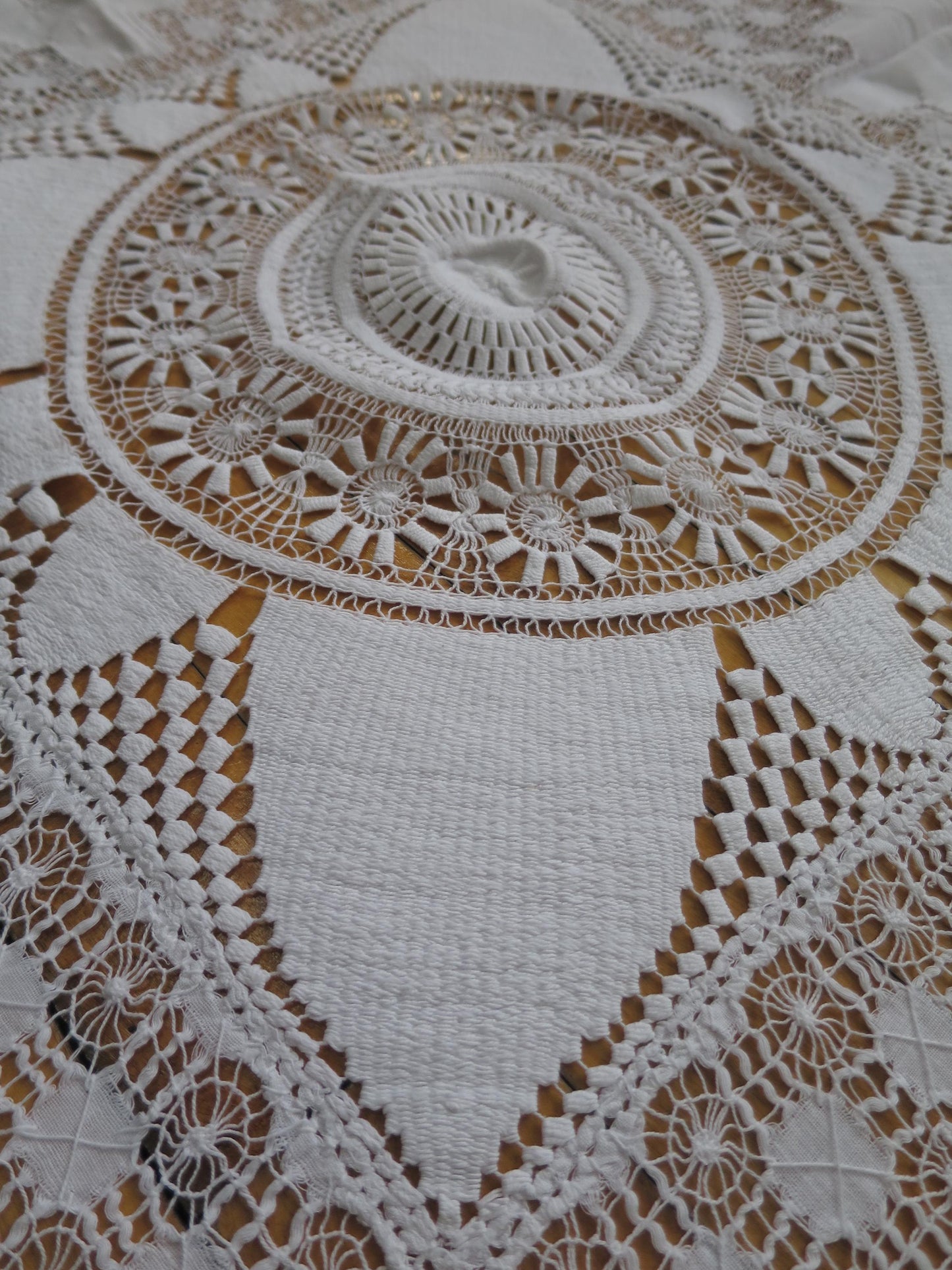 Antique Victorian Bedspread- Intricate Drawn Thread Work