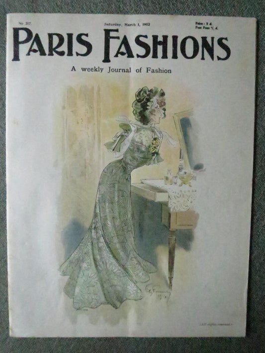 Antique Paris Fashions/ La Nouvelle Mode Magazine- March 1 1902