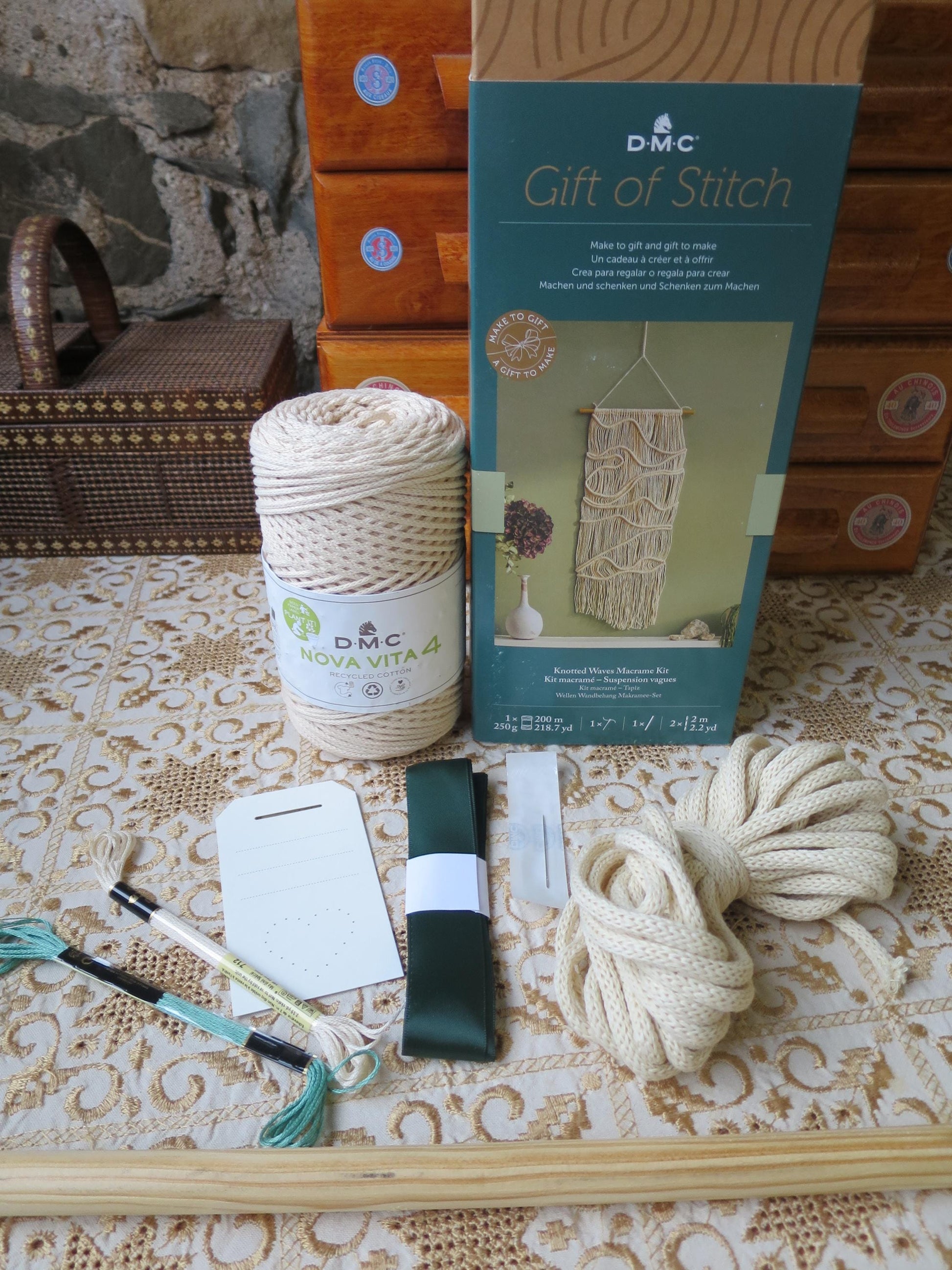 Knotted Waves Macrame Kit Kit- The Gift of Stitch DMC