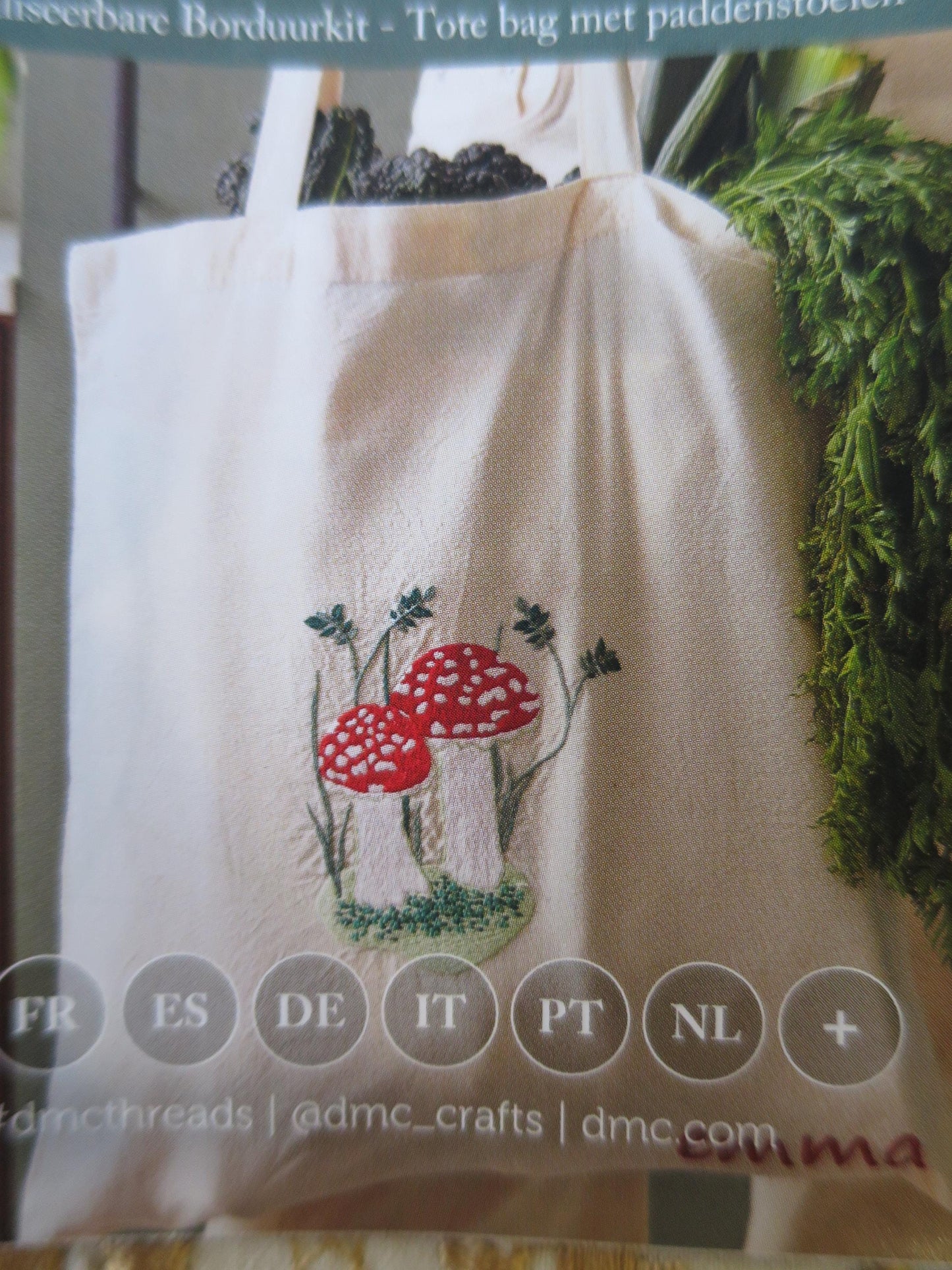 Mushroom Tote Bag Embroidery Kit- The Gift of Stitch DMC