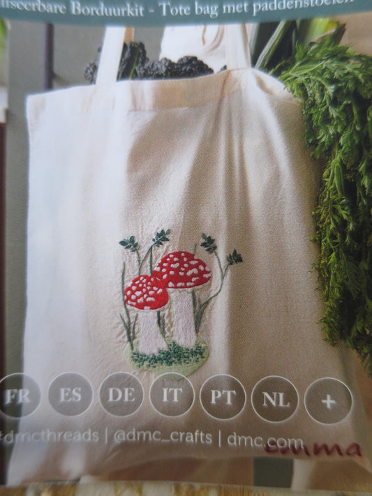 Mushroom Tote Bag Embroidery Kit- The Gift of Stitch DMC