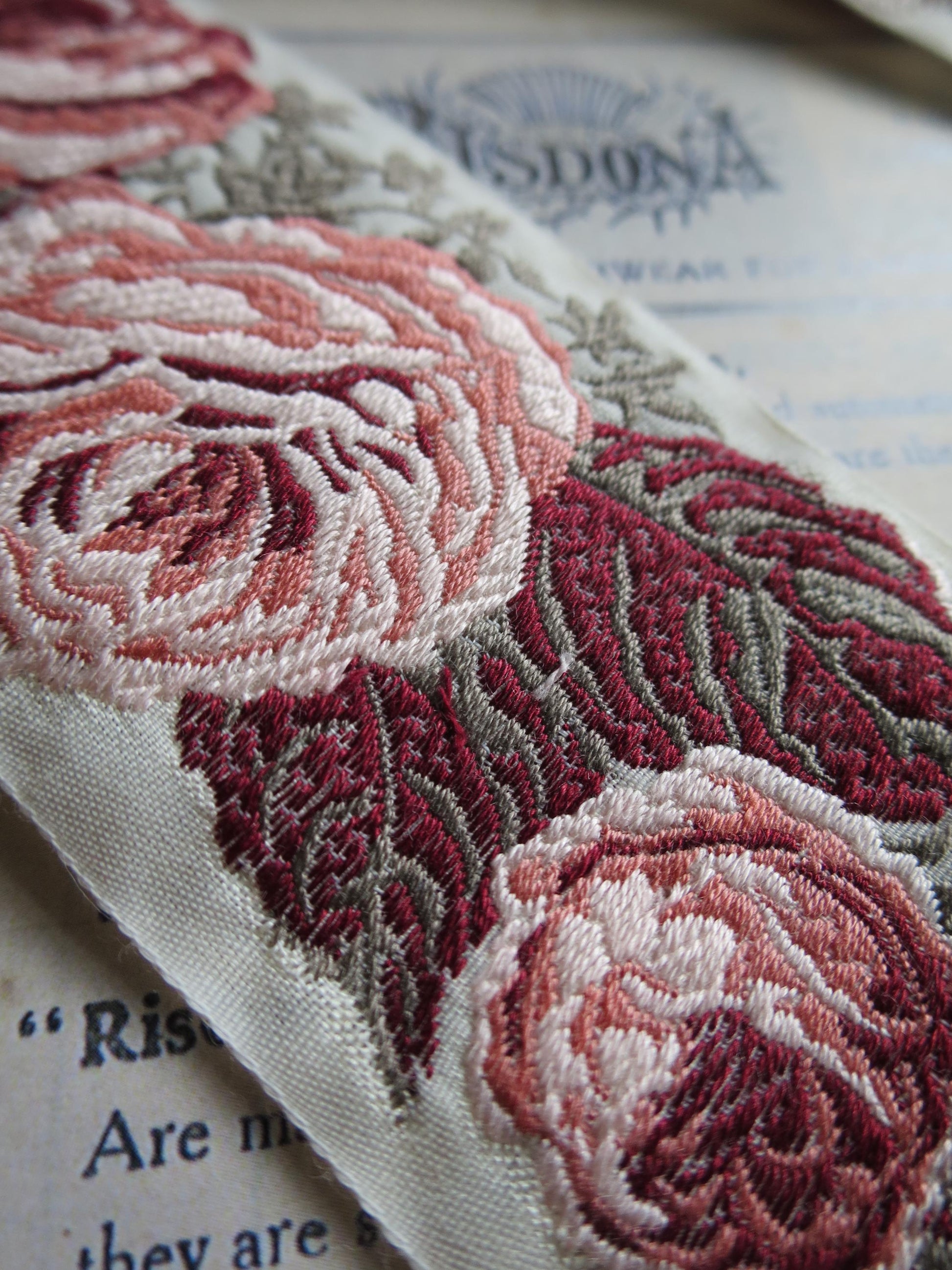 English Roses 50 mm Jacquard Woven Ribbon