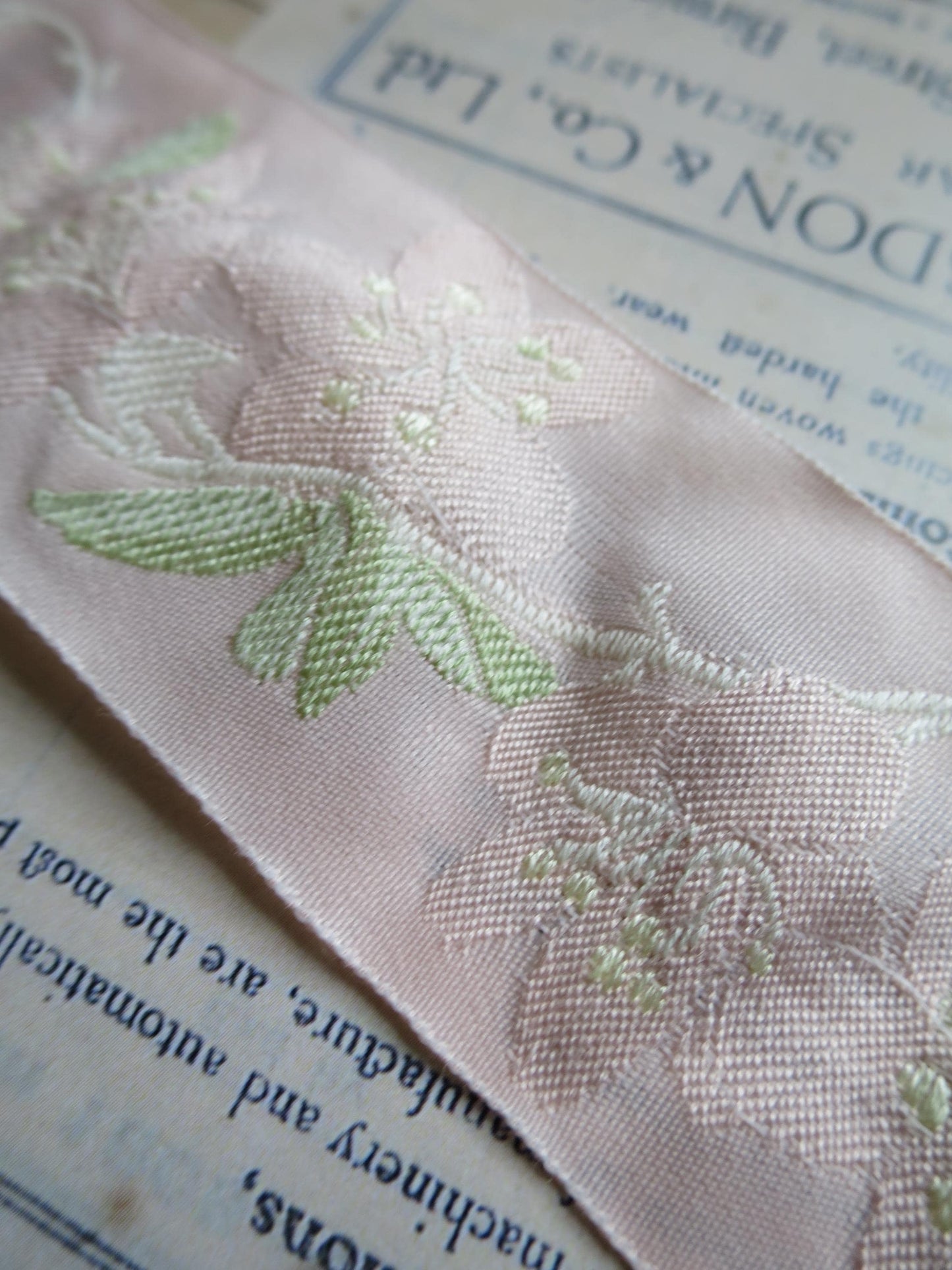 Blossom 40 mm Jacquard Woven Ribbon- Pale Pink