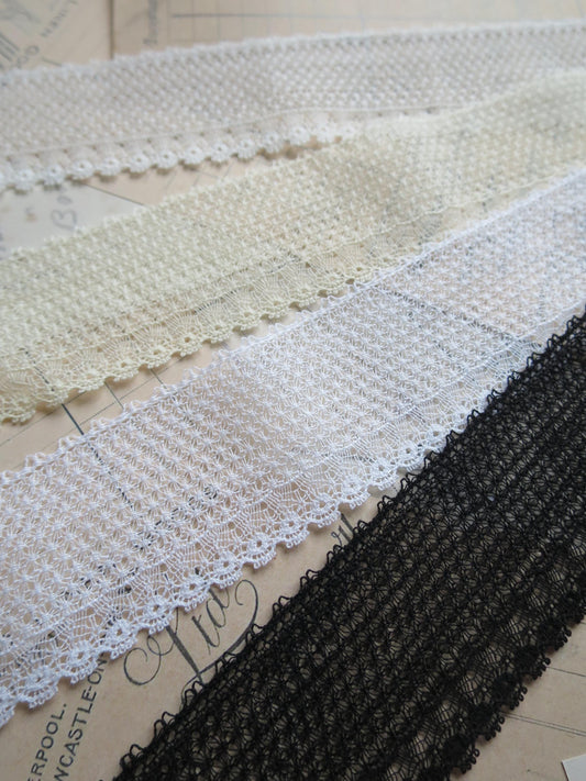 White English Nottingham Lace- Delicate Lace- 3.7 cm