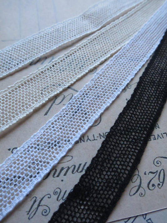 English Nottingham Lace- Plain Net Insertion- 1 cm